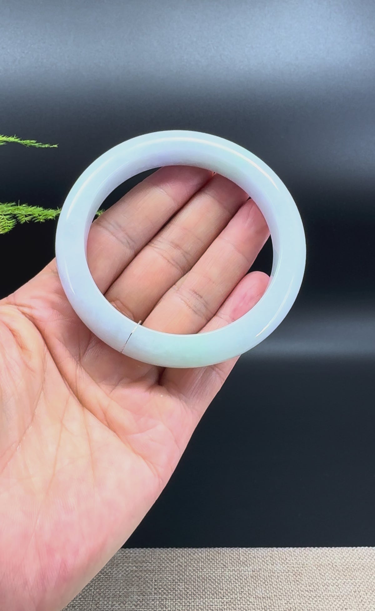 Genuine Burmese Lavender Green Jade Jadeite Bangle Bracelet (59.2mm)
