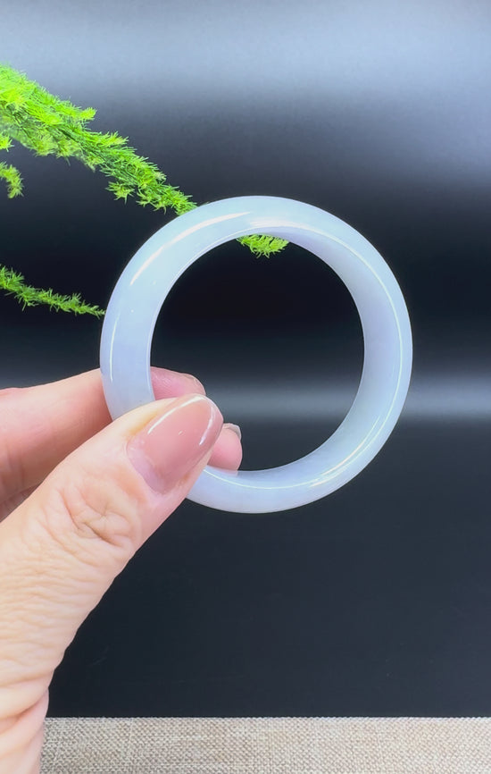 Load and play video in Gallery viewer, Genuine Burmese Lavender Jade Jadeite Bangle Bracelet ( 55.3*48.6mm )
