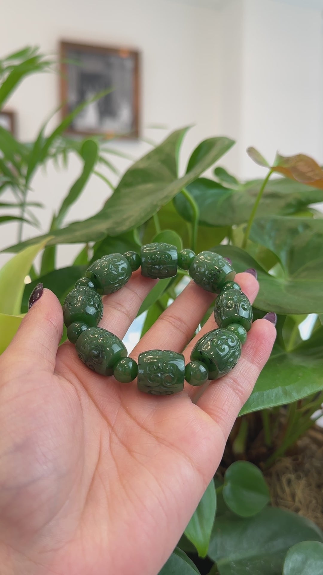 Load and play video in Gallery viewer, RealJade® Co. RealJade® Co. Genuine Nephrite Jade Buddha Symbol TongTong Men&amp;#39;s Bracelet
