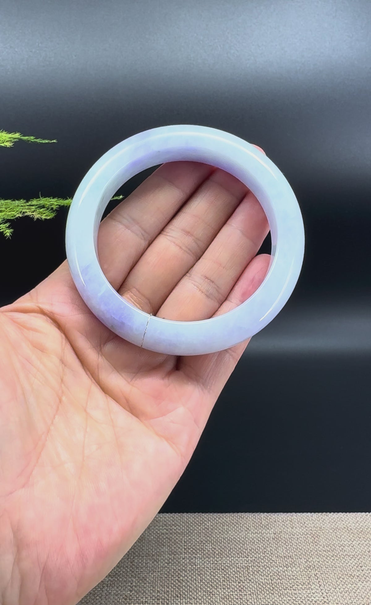 Genuine Burmese Lavender Green Jadeite Jade Bangle Bracelet (57.9mm)