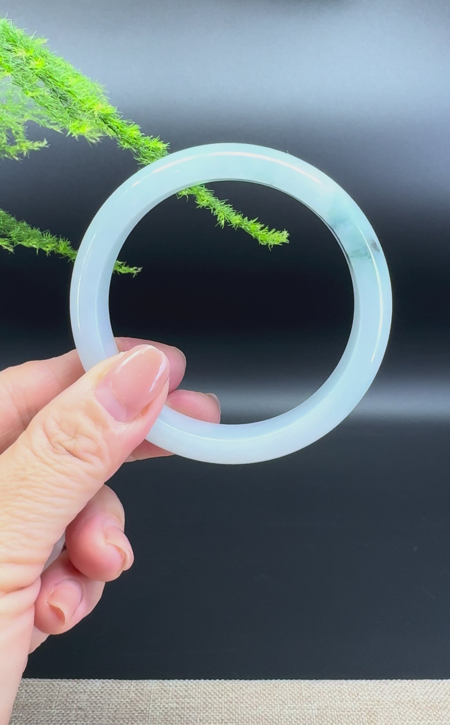Load and play video in Gallery viewer, Genuine Burmese Icy  Green Jade Jadeite Bangle Bracelet ( 57.6mm )
