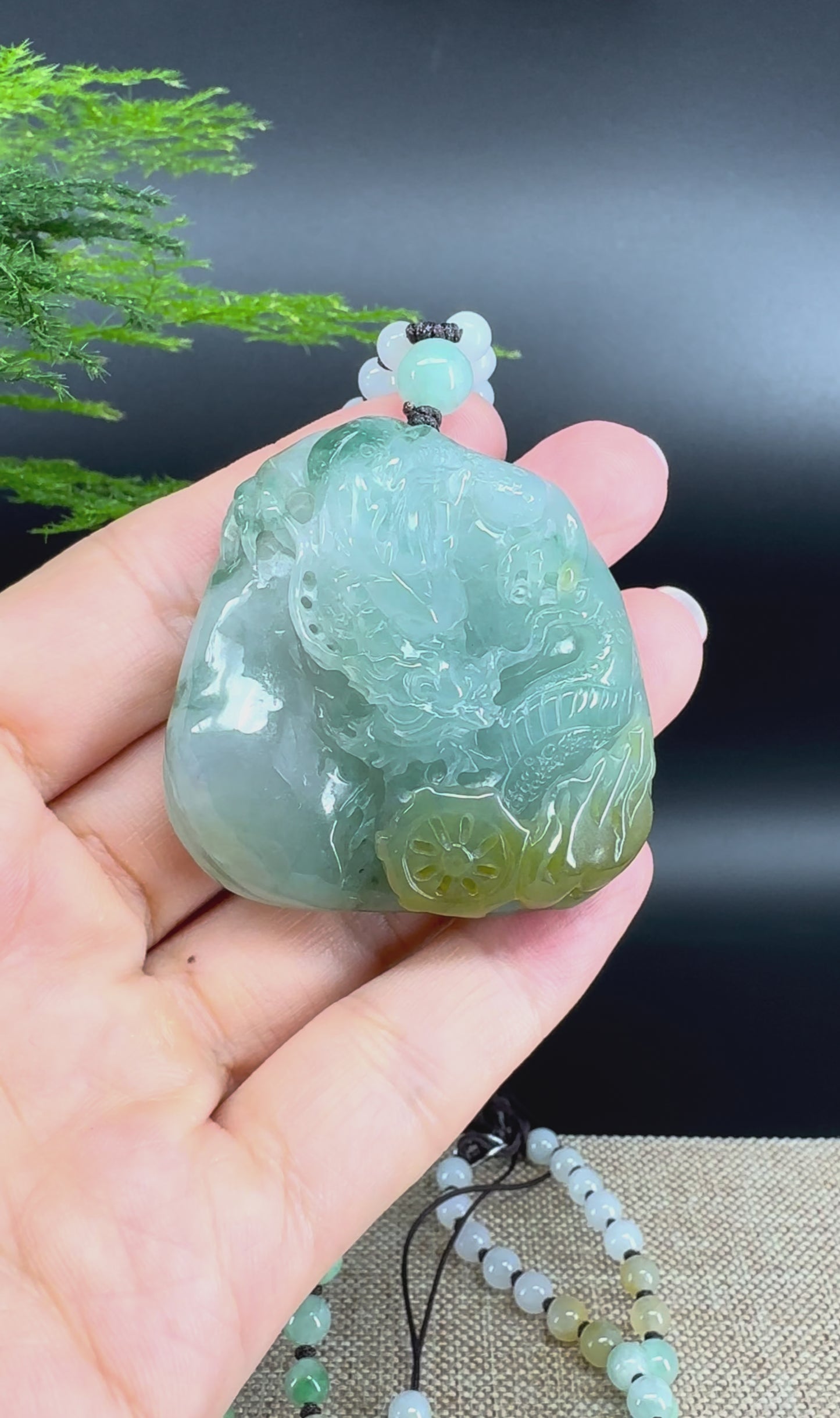 RealJade® Co. Genuine Burmese Jadeite Jade Yellow Green Dragon Pendant Necklace