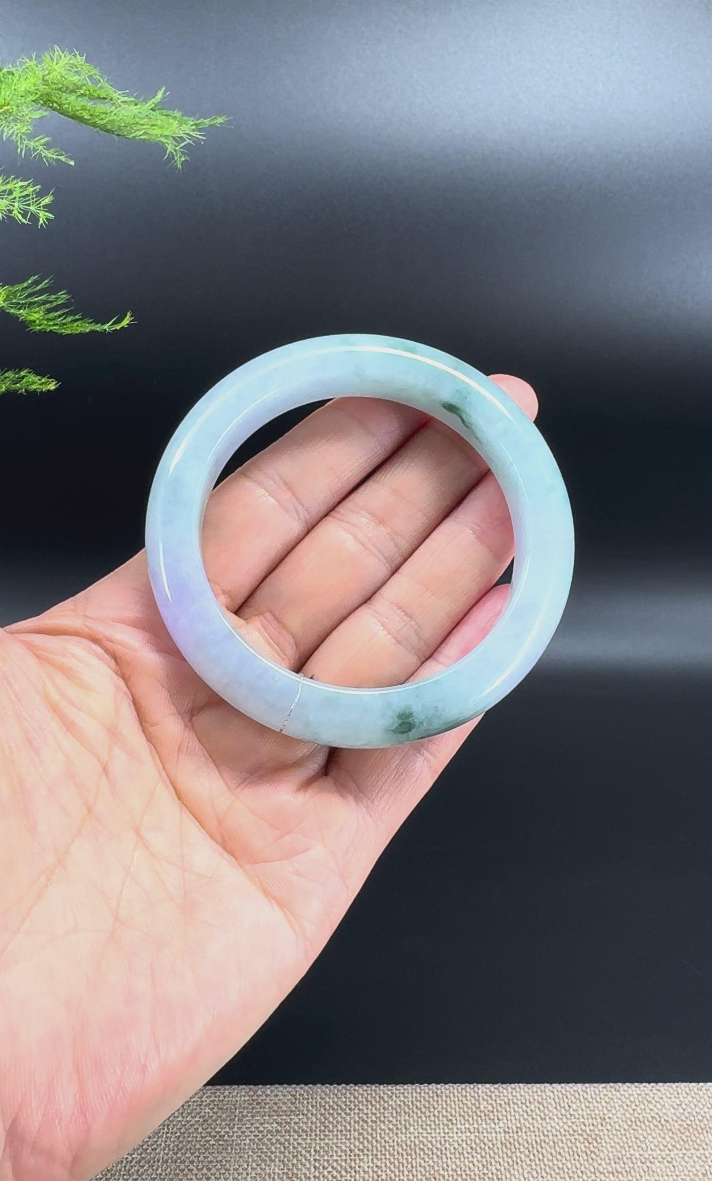 Load and play video in Gallery viewer, Genuine Burmese Blue Green Jade Jadeite Bangle Bracelet ( 56.2mm )
