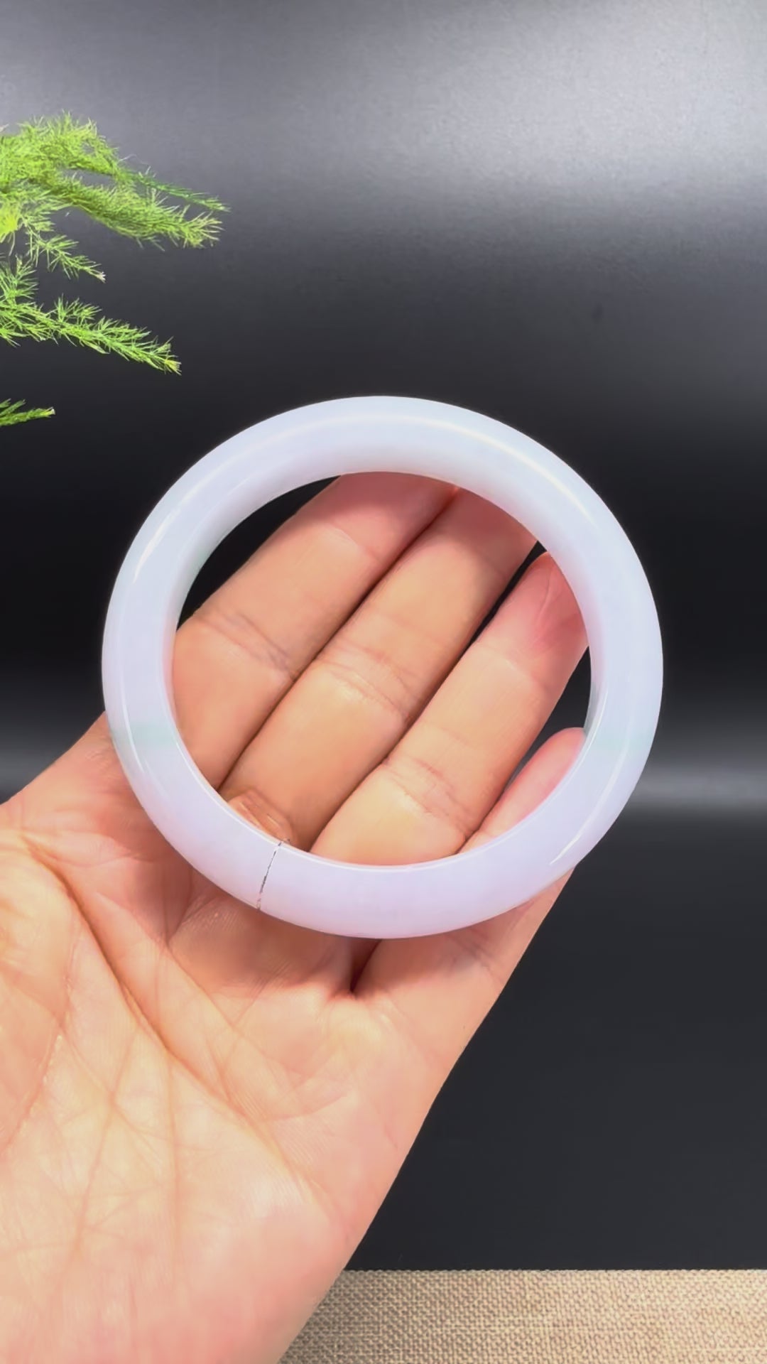 Genuine Burmese Light Lavender Green Jadeite Jade Bangle Bracelet (58.5mm)
