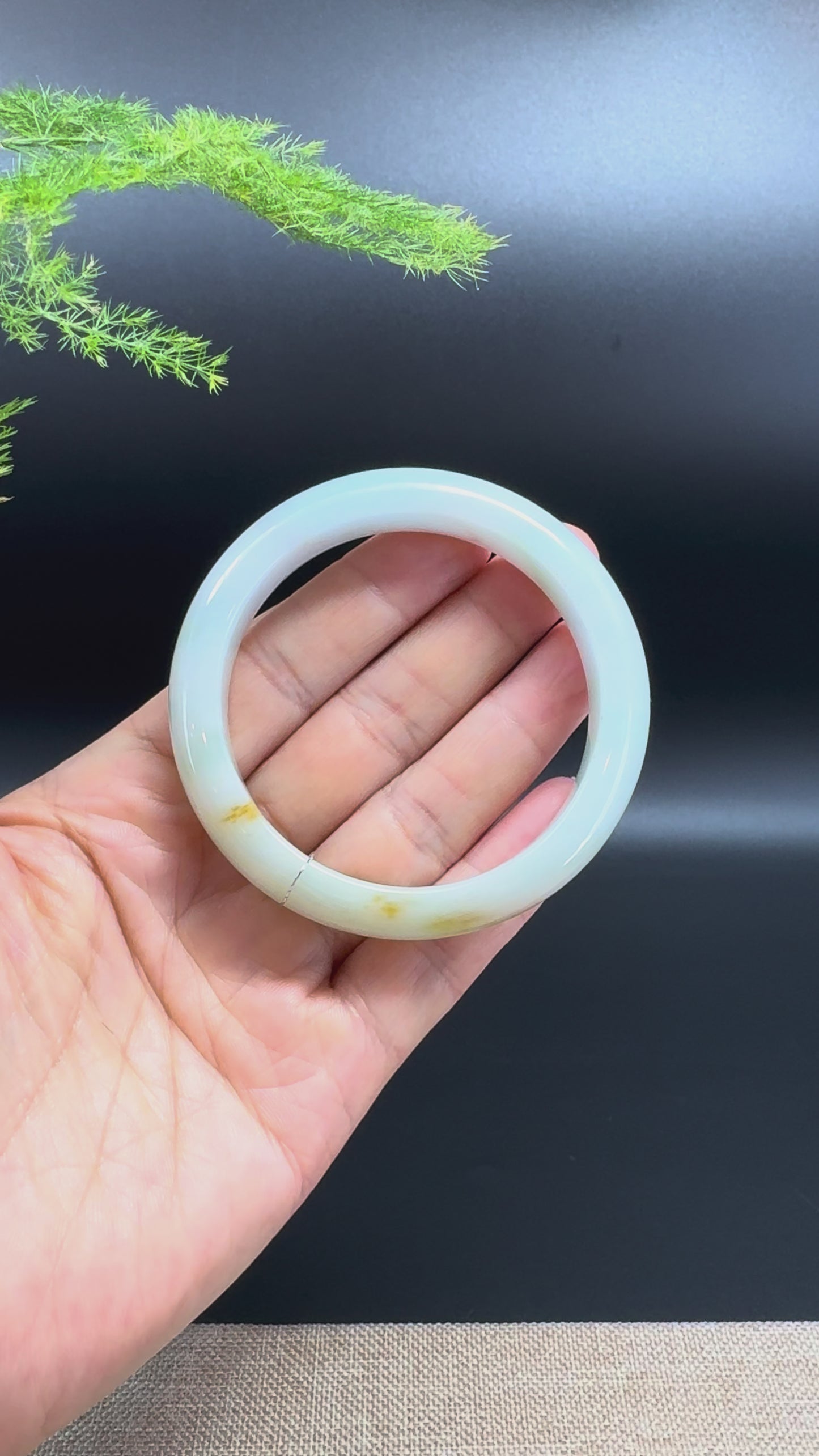 Genuine Burmese Yellow Green Jade Jadeite Bangle Bracelet ( 55.9mm )