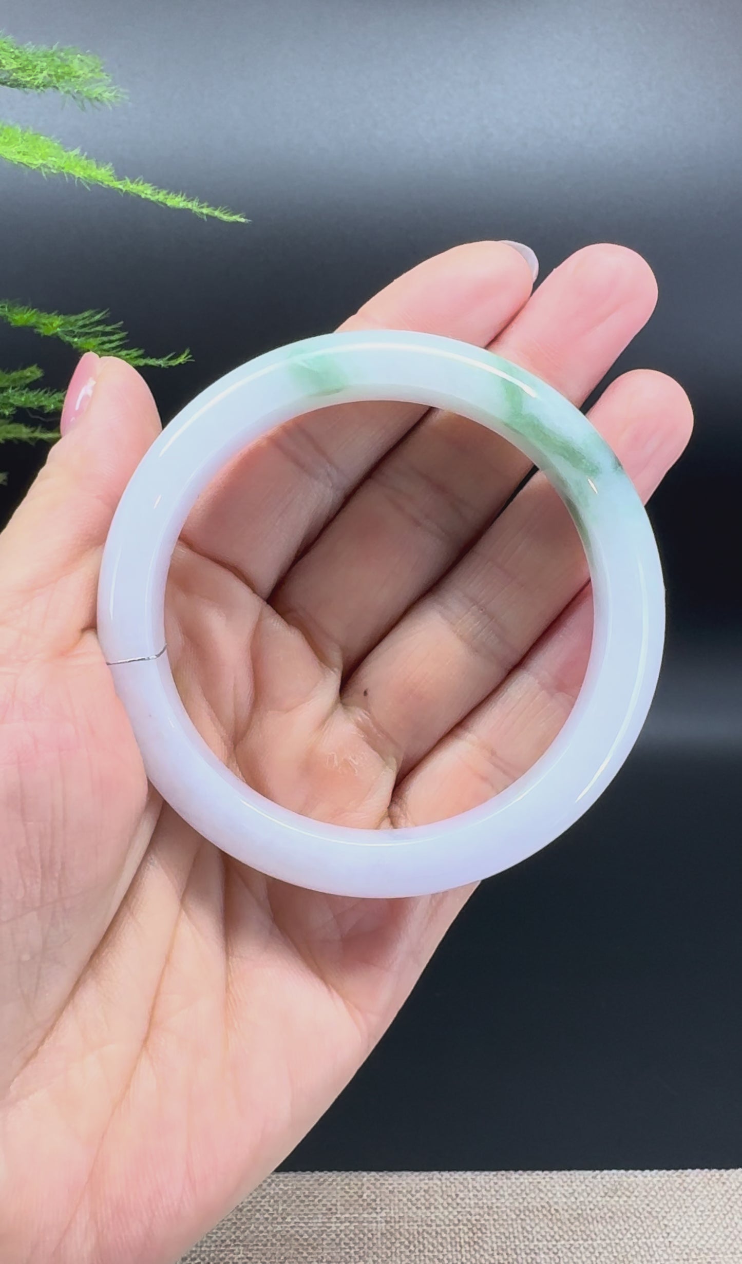 Genuine Burmese Lavender Green Jade Jadeite Bangle Bracelet ( 56.7mm )