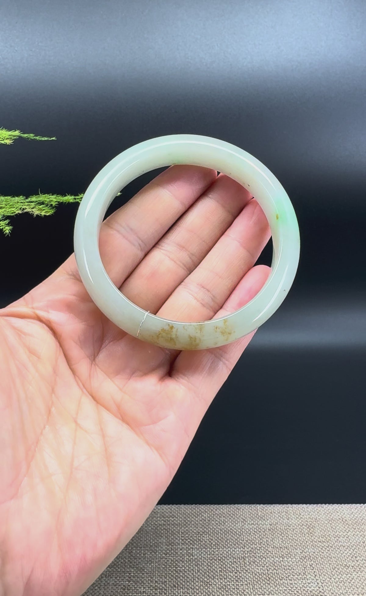 Genuine Burmese Yellow Green Jade Jadeite Bangle Bracelet ( 56.8mm )