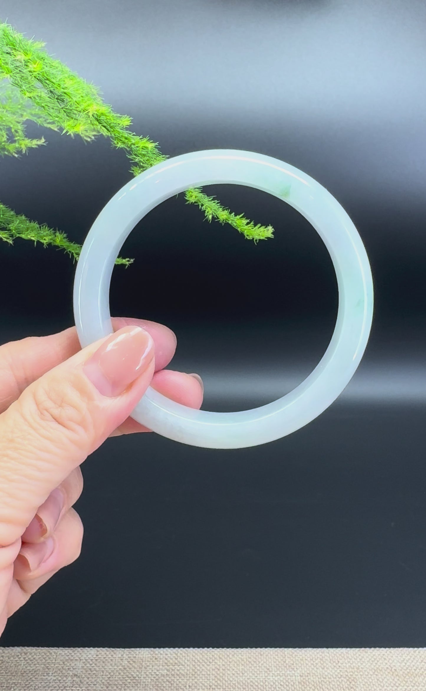 Load and play video in Gallery viewer, Genuine Burmese Icy Green Jade Jadeite Bangle Bracelet ( 57.7mm )
