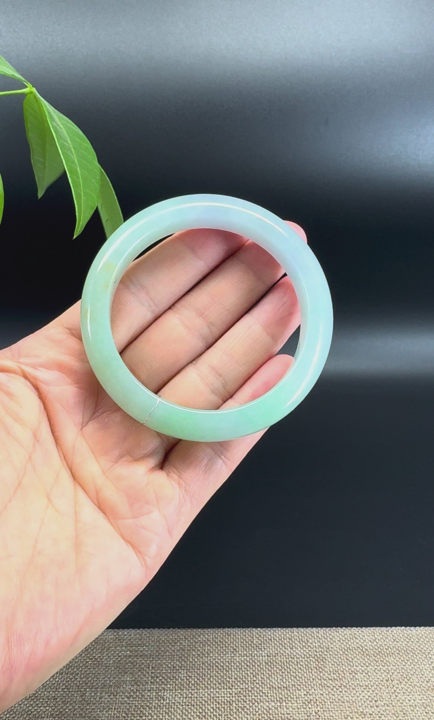 Genuine Burmese Lavender Green Jadeite Jade Bangle Bracelet (54.5mm)