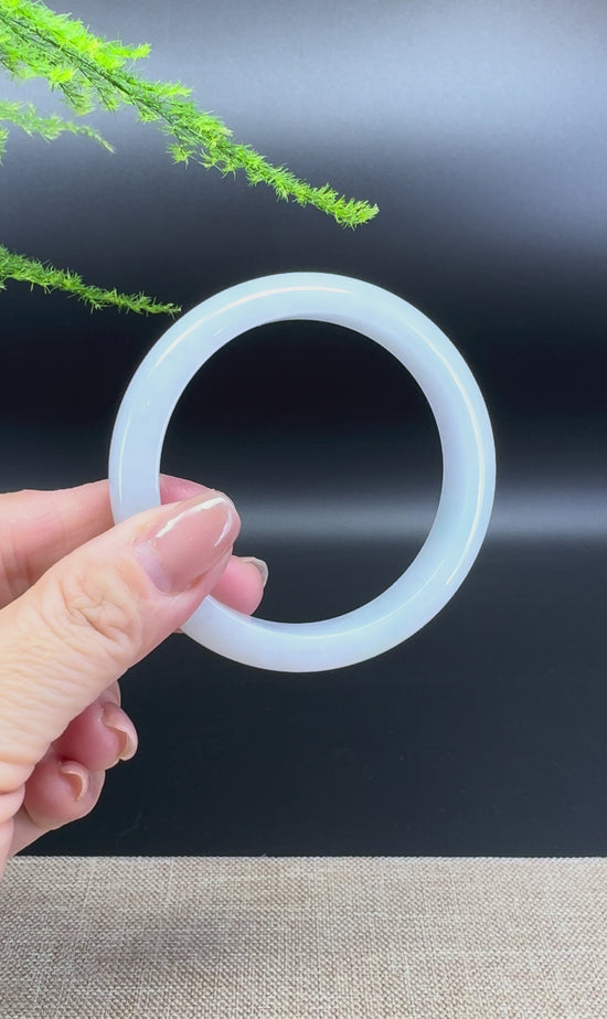 Load and play video in Gallery viewer, Genuine Burmese Lavender Green Jade Jadeite Bangle Bracelet ( 56.8mm )
