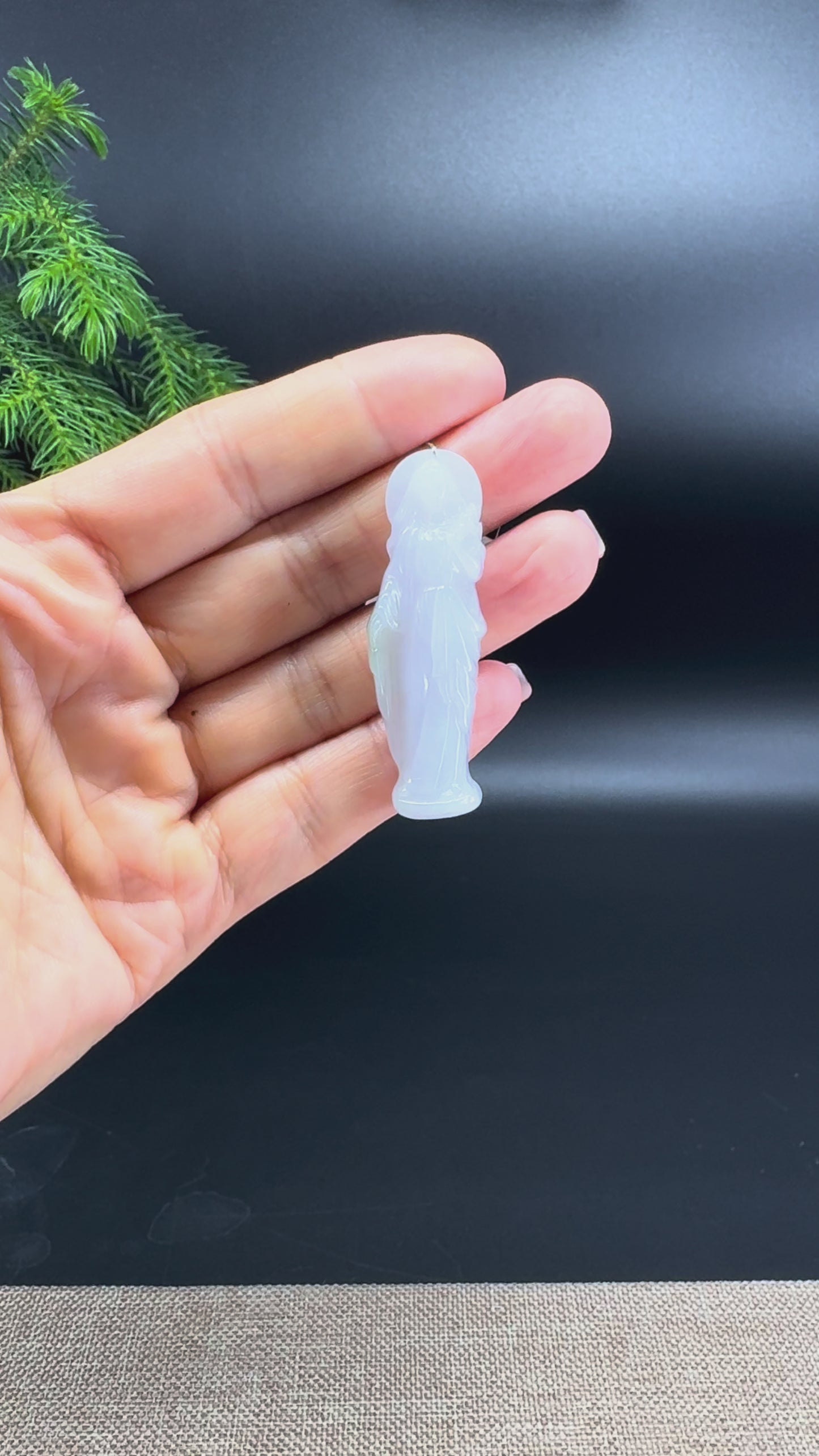 RealJade® Co.Natural Iight Lavender Jadeite Jade Mother Mary Pendant Necklace
