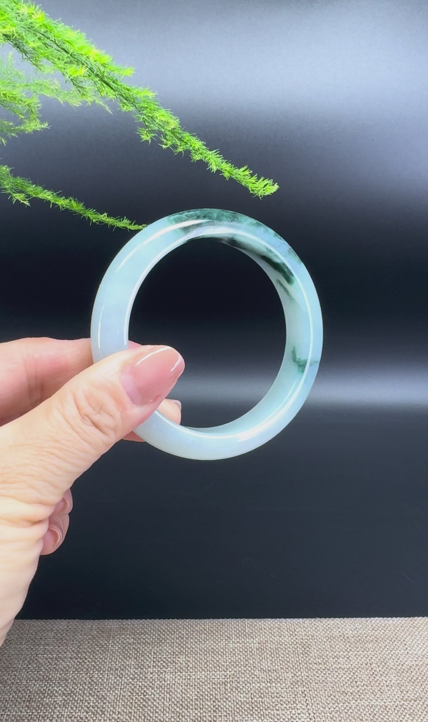 Genuine Burmese Blue Green Jade Jadeite Bangle Bracelet ( 57mm )