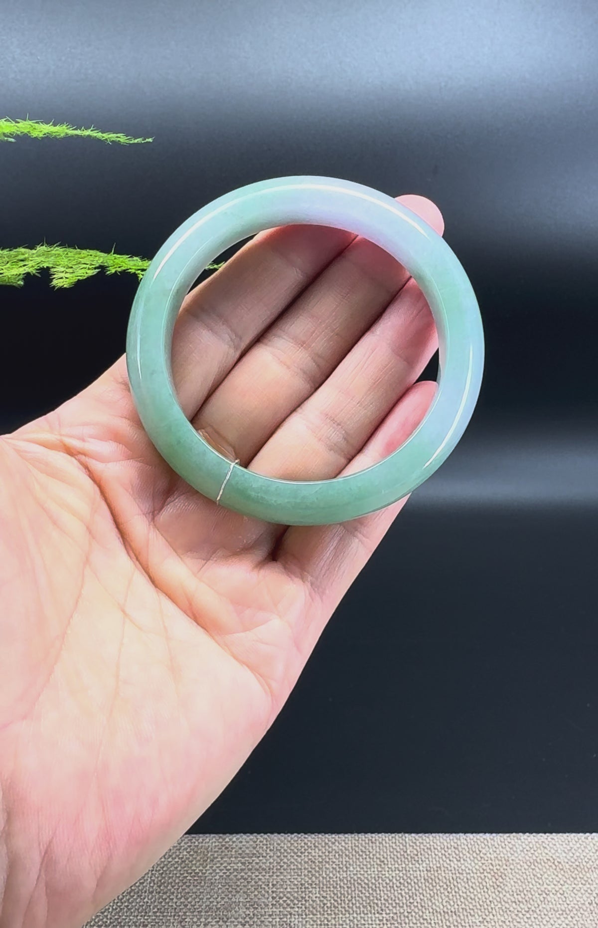 Genuine Burmese Lavender Green Jadeite Jade Bangle Bracelet (54.7mm)