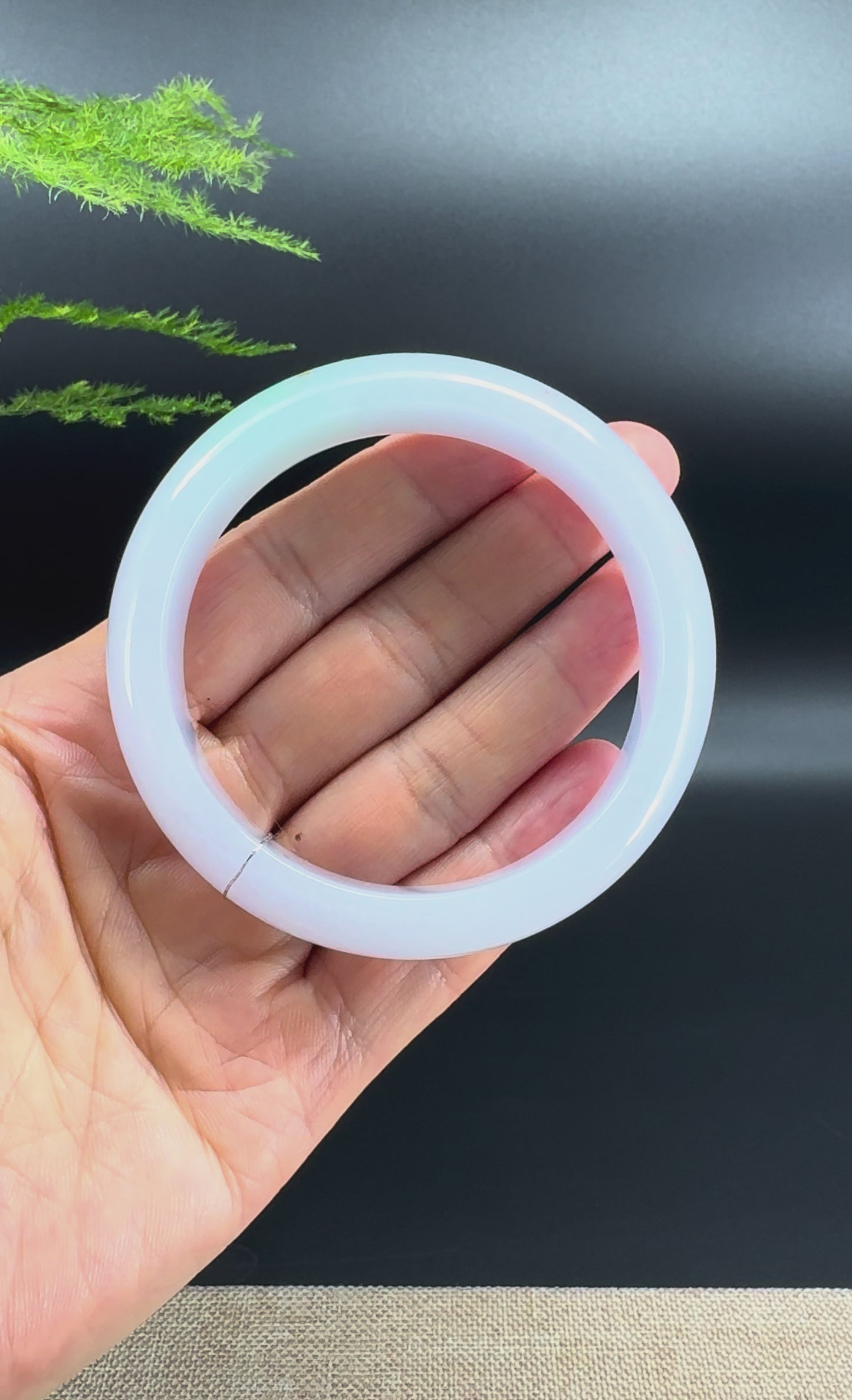 Genuine Burmese Icy Lavender Green Jade Jadeite Bangle Bracelet (58.5mm)