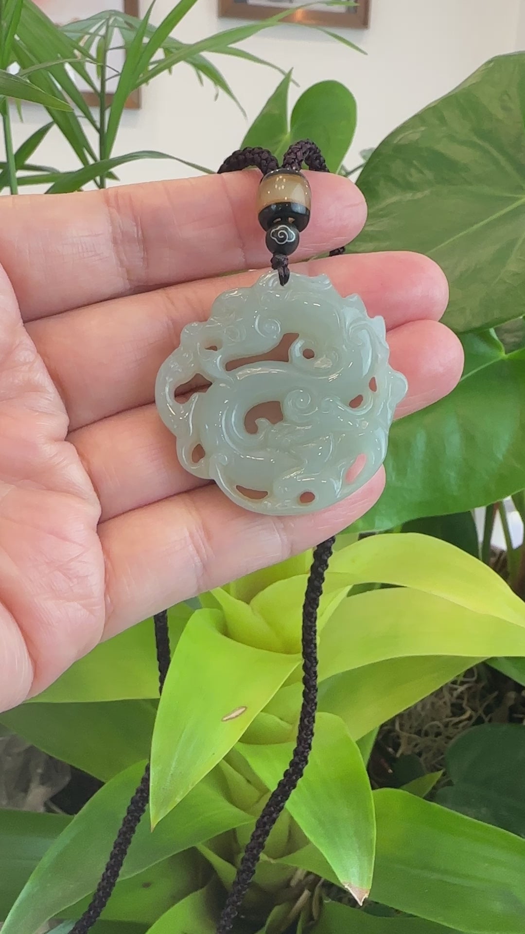 Load and play video in Gallery viewer, RealJade® Co. RealJade® Co. &amp;quot;Jade Dragon In Cloud&amp;quot; Genuine White Nephrite Jade Dragon Pendant Necklace
