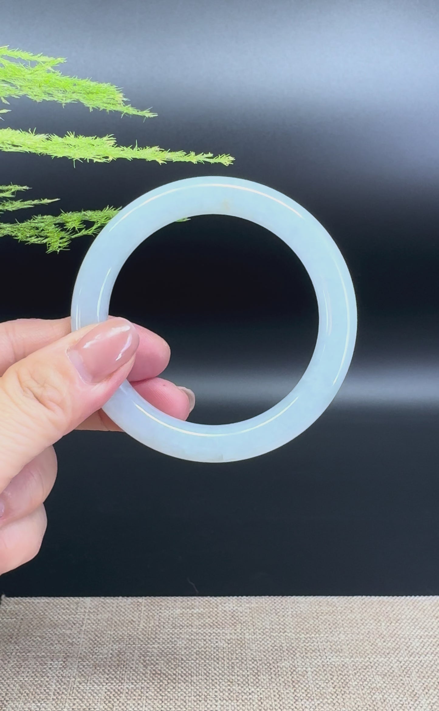 Load and play video in Gallery viewer, Genuine Burmese Icy Green Jade Jadeite Bangle Bracelet ( 54mm )
