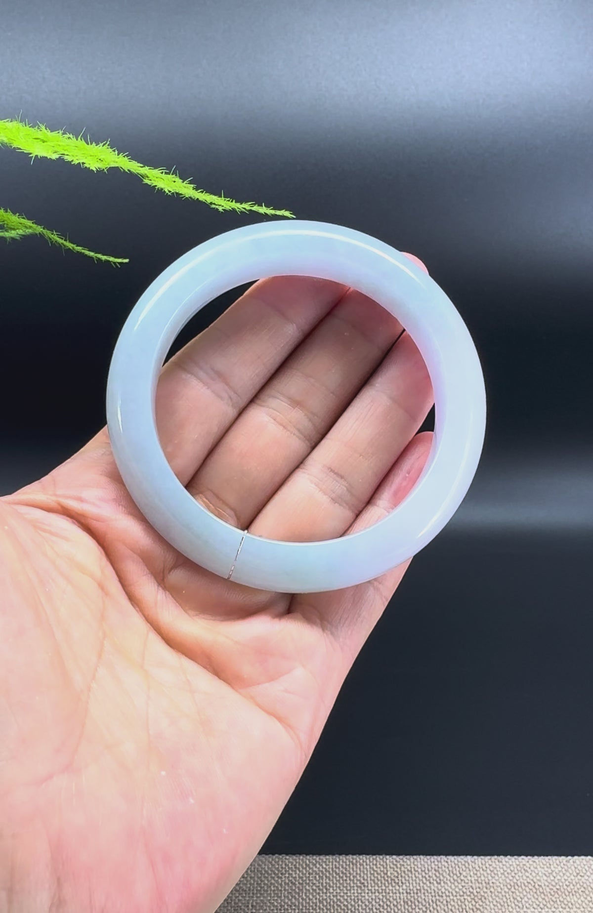 Genuine Burmese Light Blue Green Jade Jadeite Bangle Bracelet ( 56.6mm )