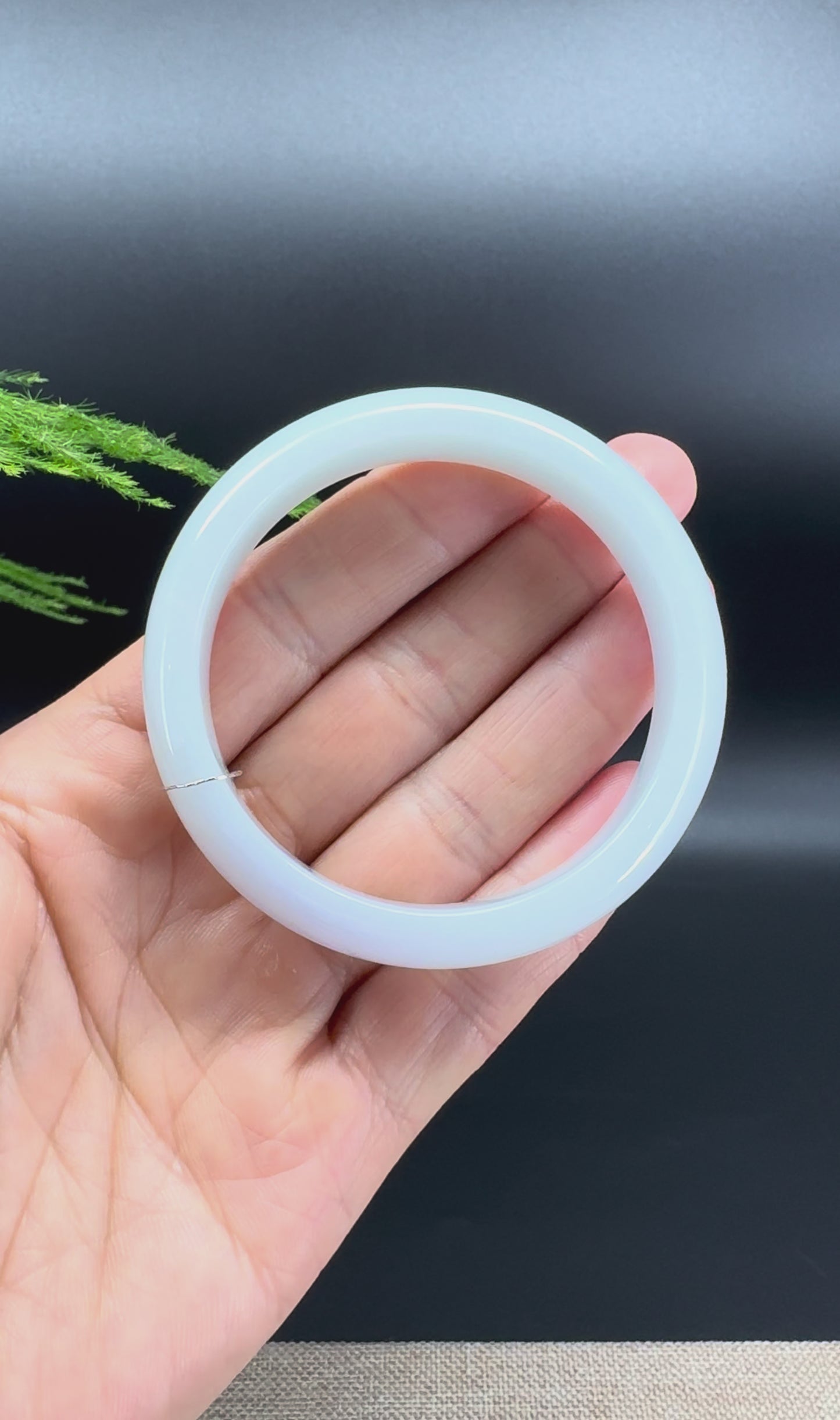 Genuine Burmese Lavender Green Jade Jadeite Bangle Bracelet ( 52.4mm )