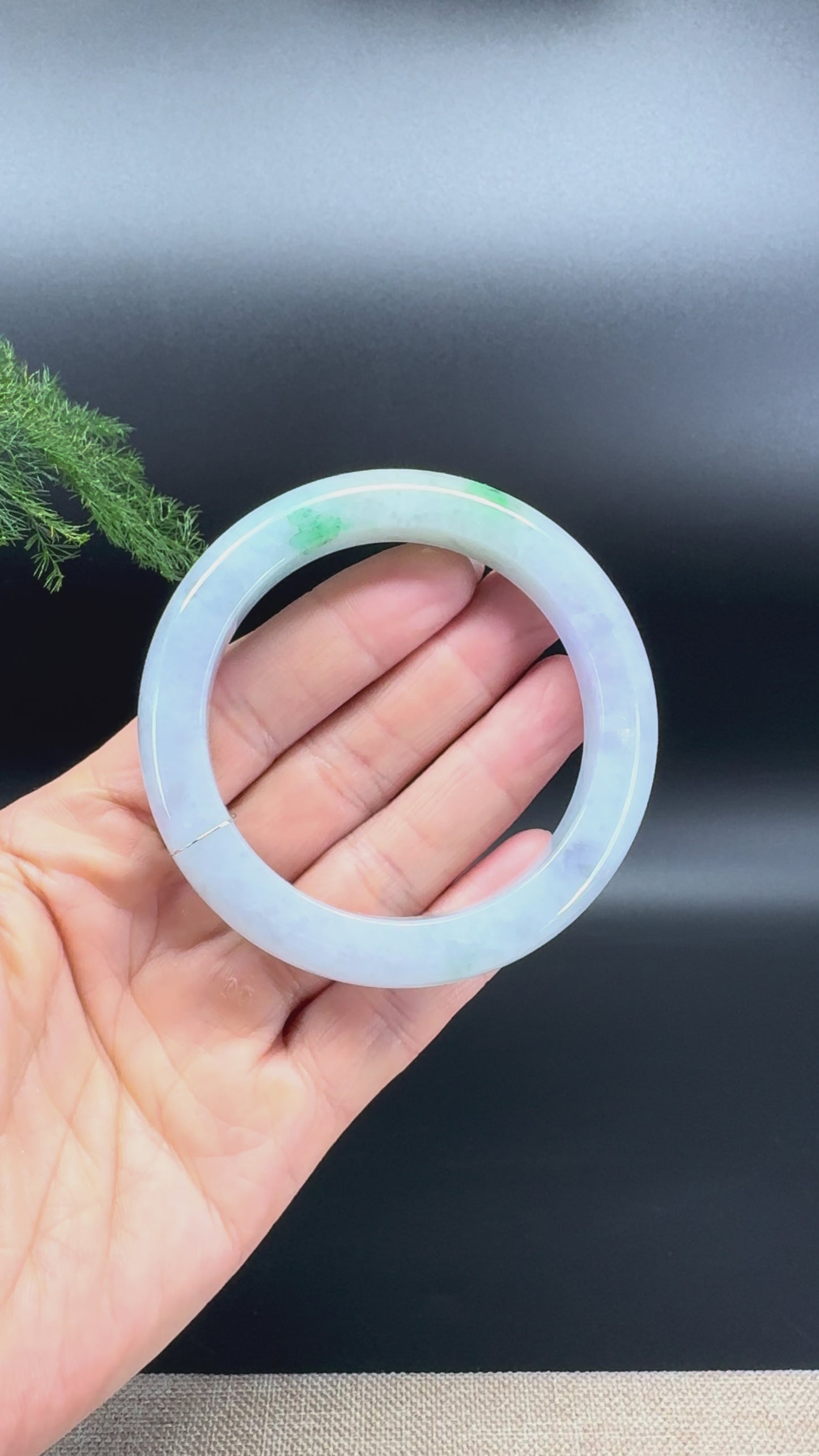 Genuine Burmese Lavender Green Jade Jadeite Bangle Bracelet ( 55.5mm )