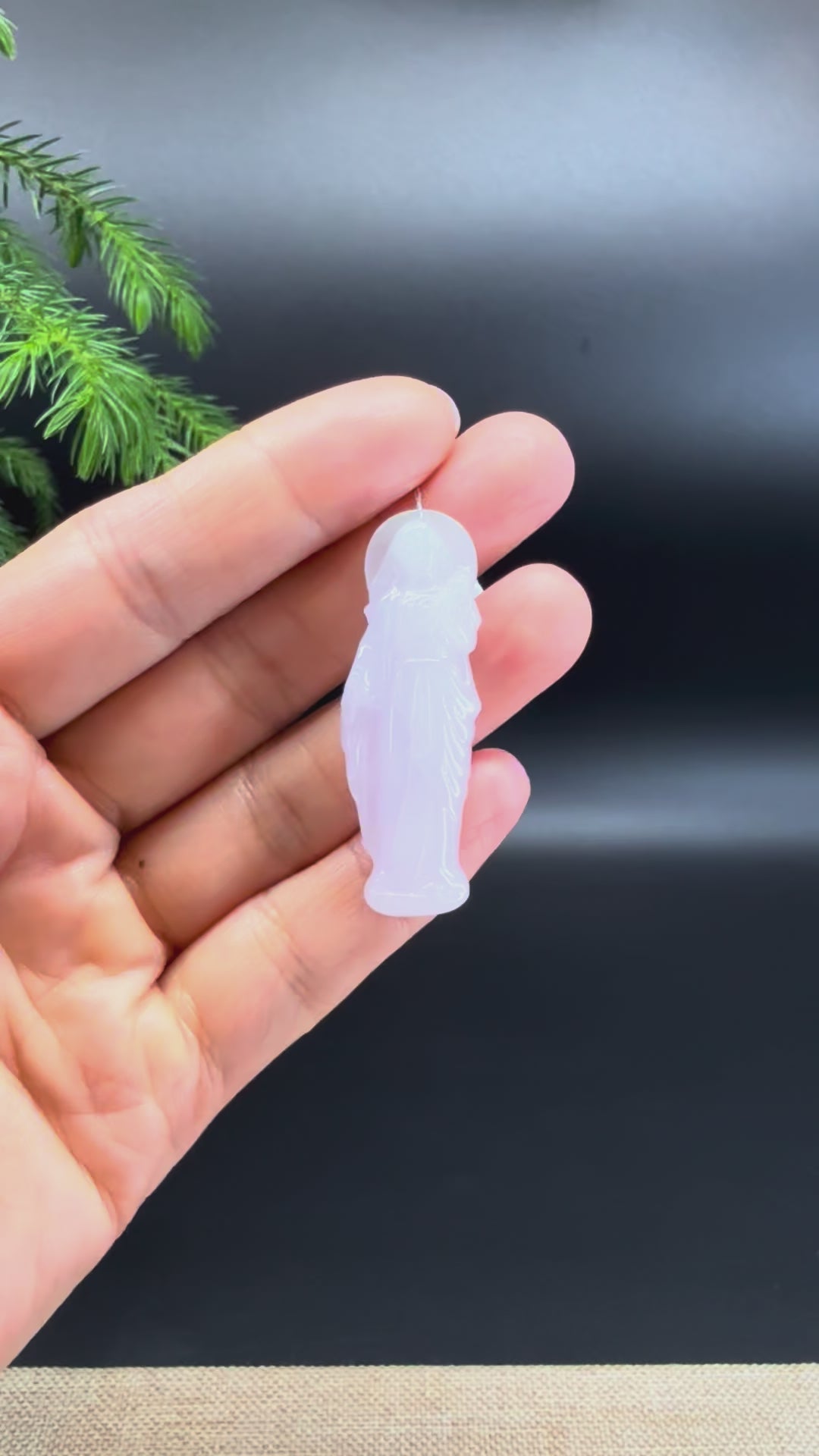 Load and play video in Gallery viewer, RealJade® Co.Natural Iight Lavender Jadeite Jade Mother Mary Necklace

