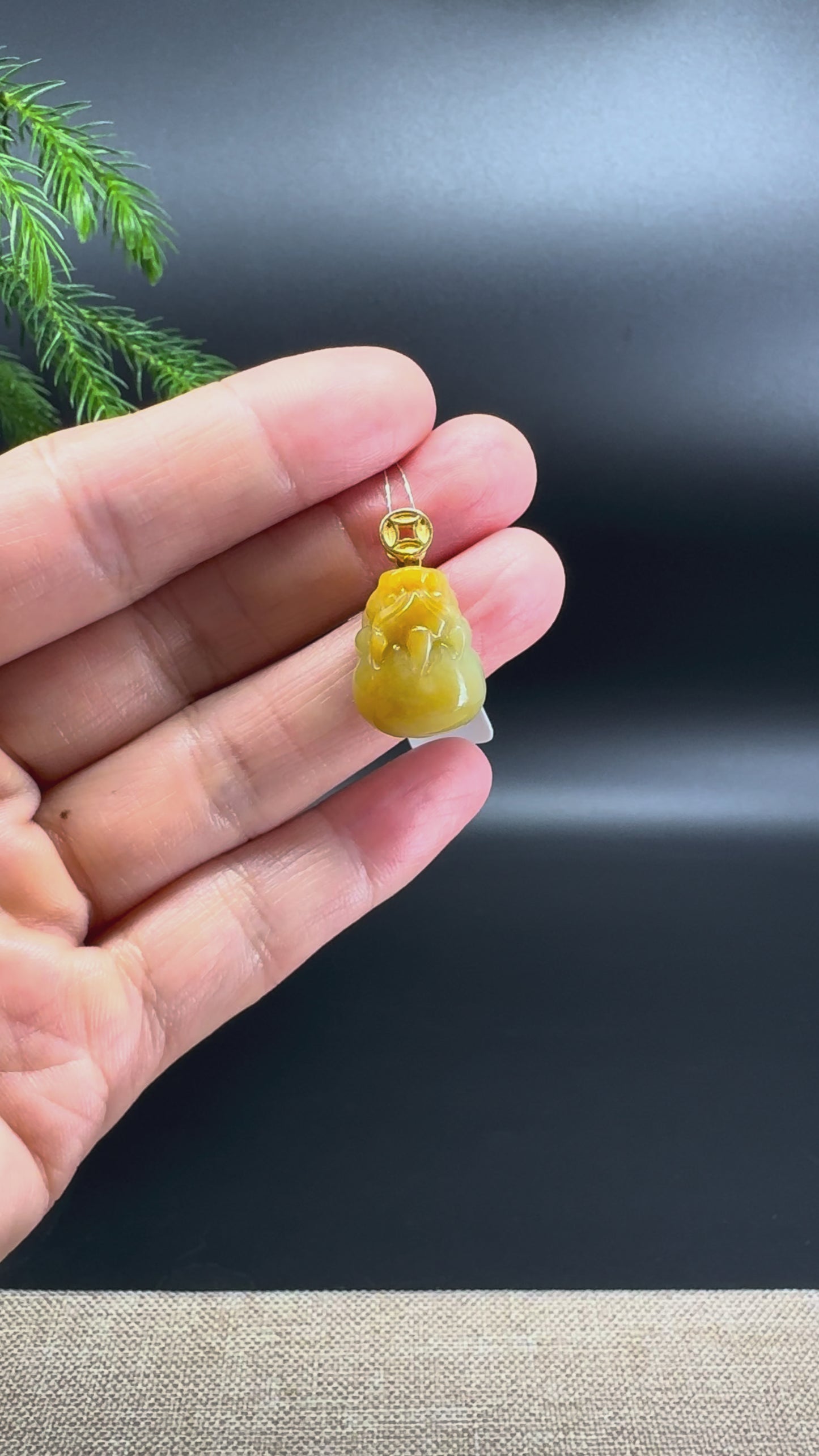 RealJade® Co. 18K Yellow Gold Genuine Yellow Jadeite Jade PiXiu Pendant
