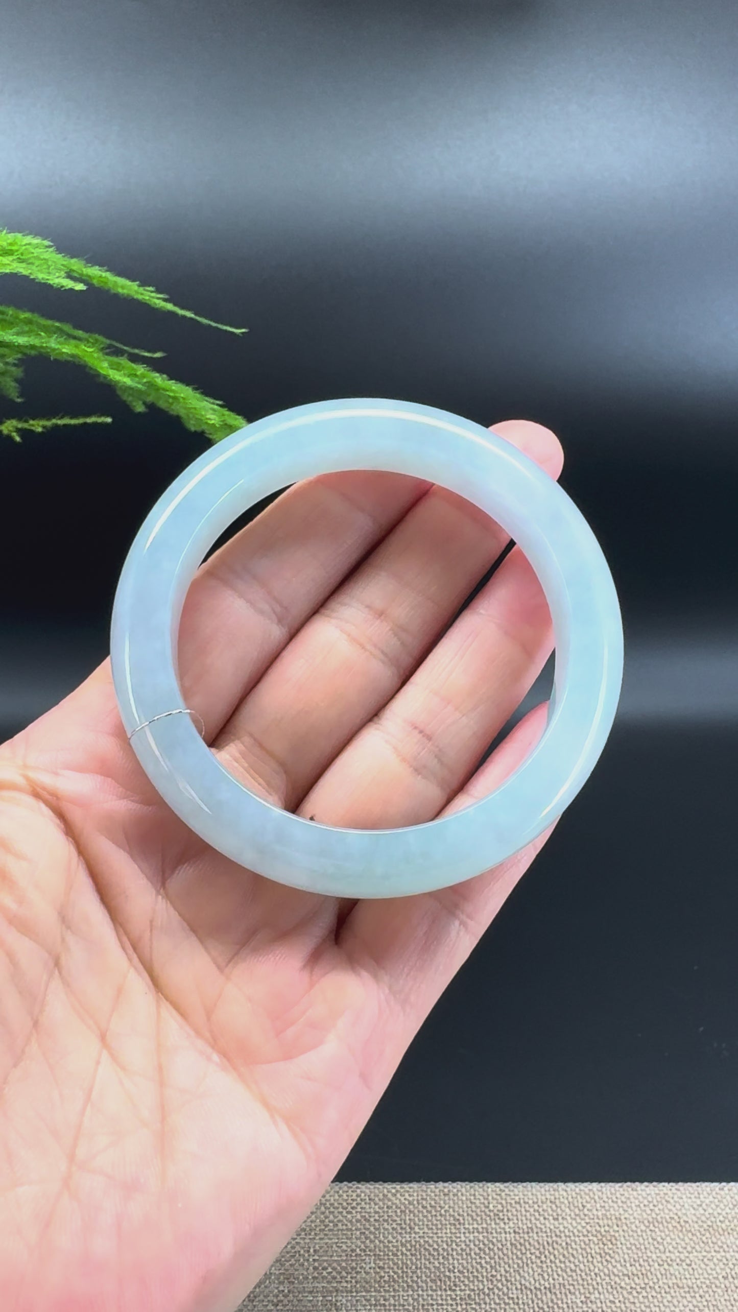 Genuine Burmese Blue Water Jade Jadeite Bangle Bracelet ( 54.7mm )