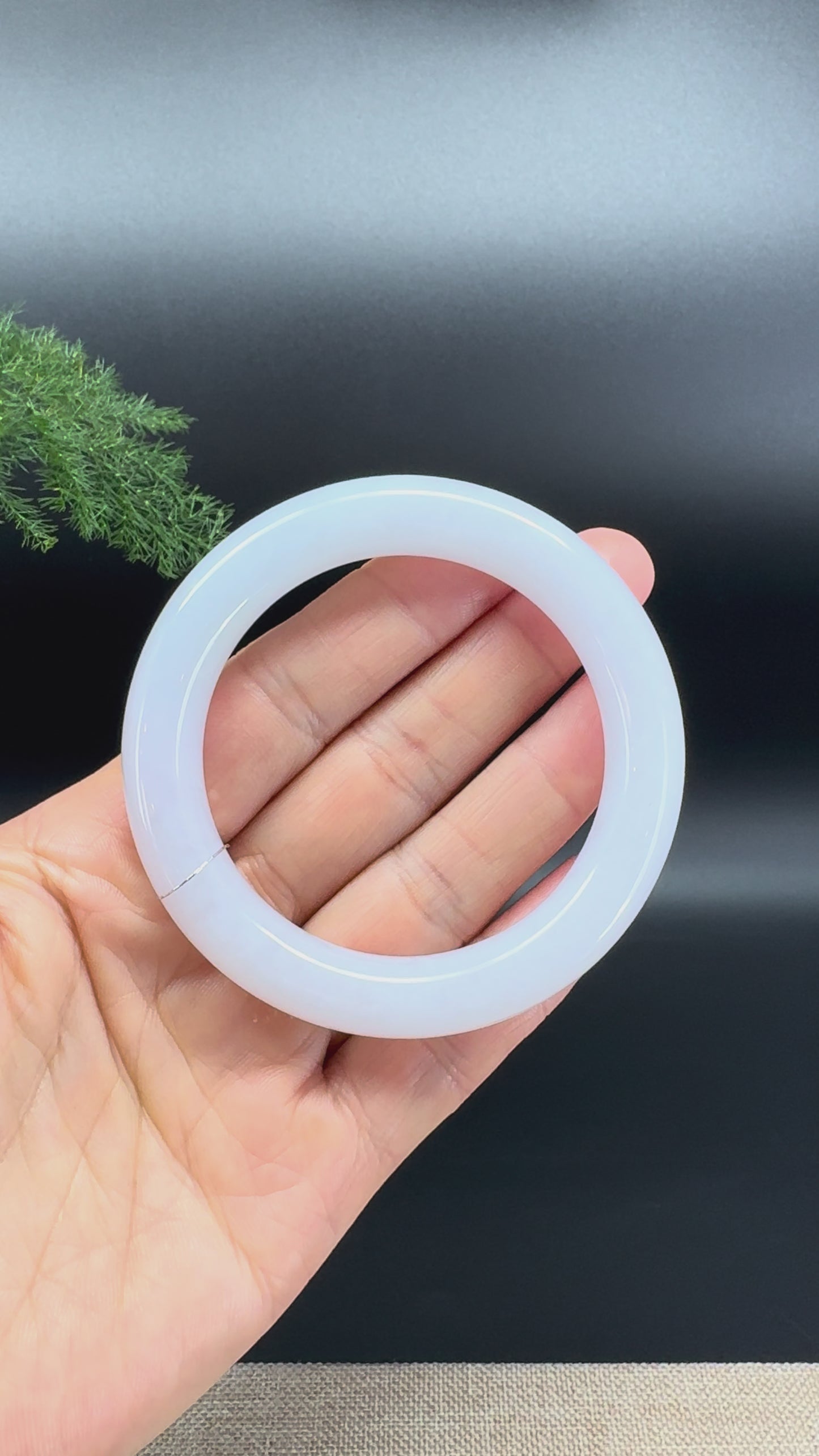 Genuine Burmese Icy Lavender Jade Jadeite Bangle Bracelet (53.3mm)
