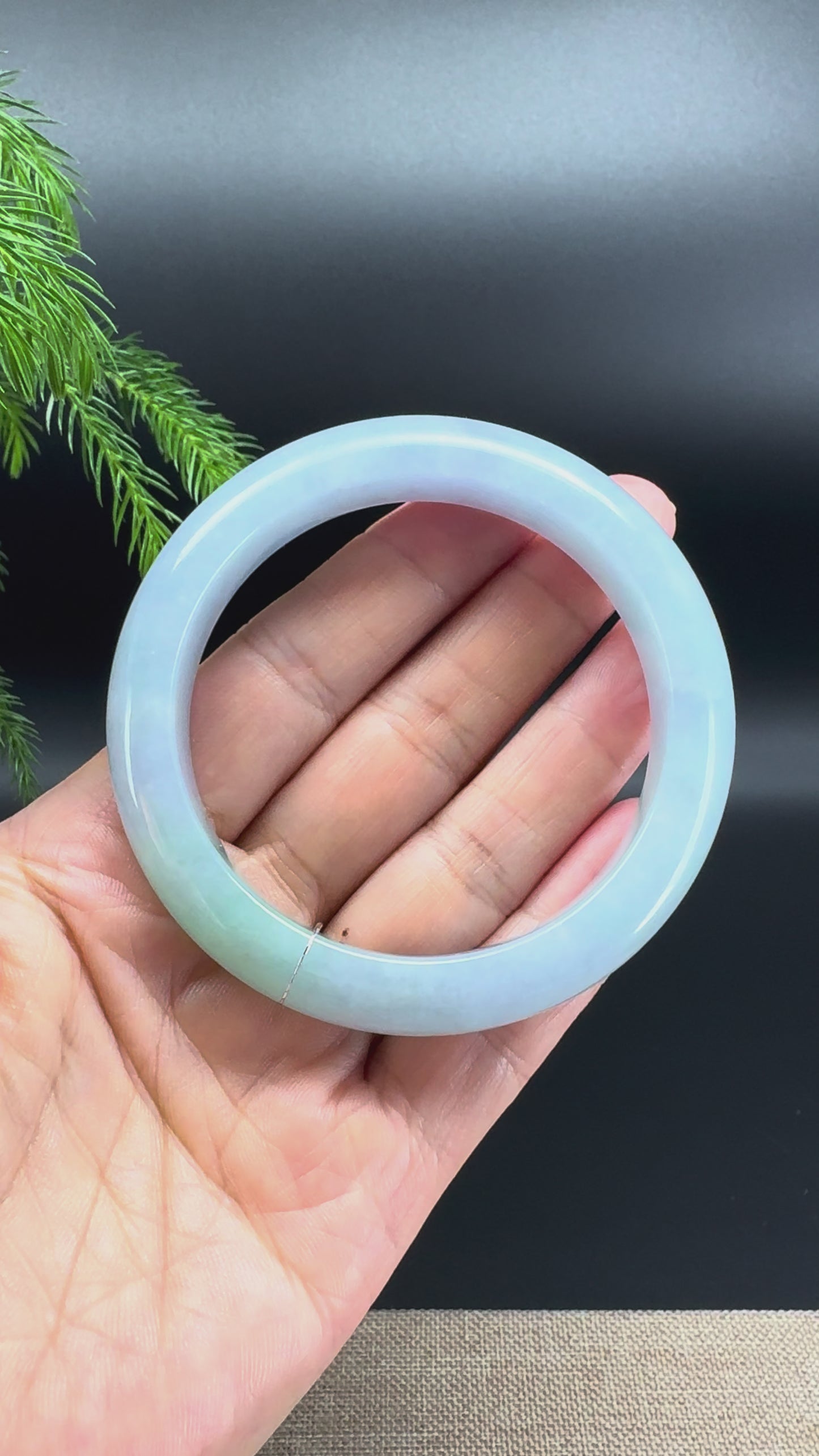 Load and play video in Gallery viewer, Genuine Burmese Lavender Green Jade Jadeite Bangle Bracelet ( 57.4mm )
