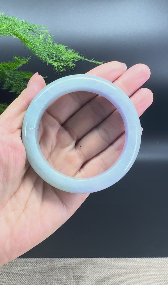 Load and play video in Gallery viewer, Genuine Burmese Lavender Green Jade Jadeite Bangle Bracelet ( 57.4mm )
