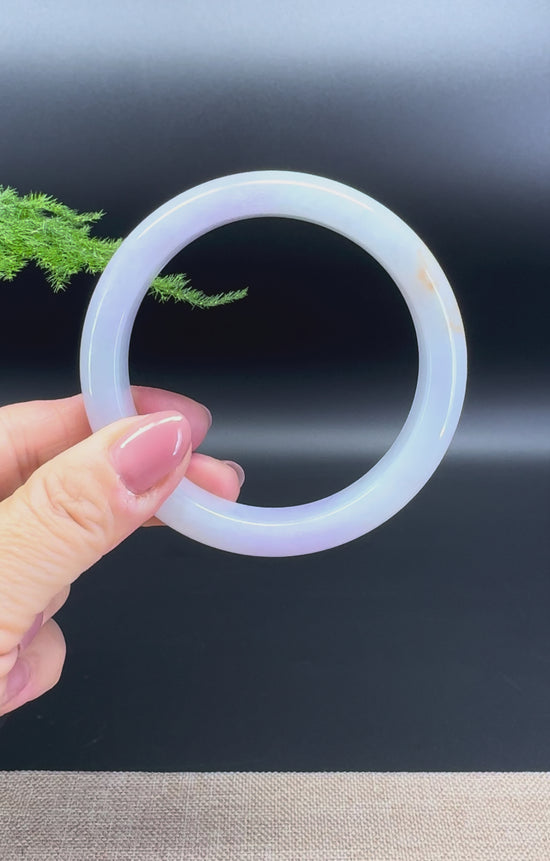 Load and play video in Gallery viewer, Genuine Burmese Lavender Jade Jadeite Bangle Bracelet (61mm)
