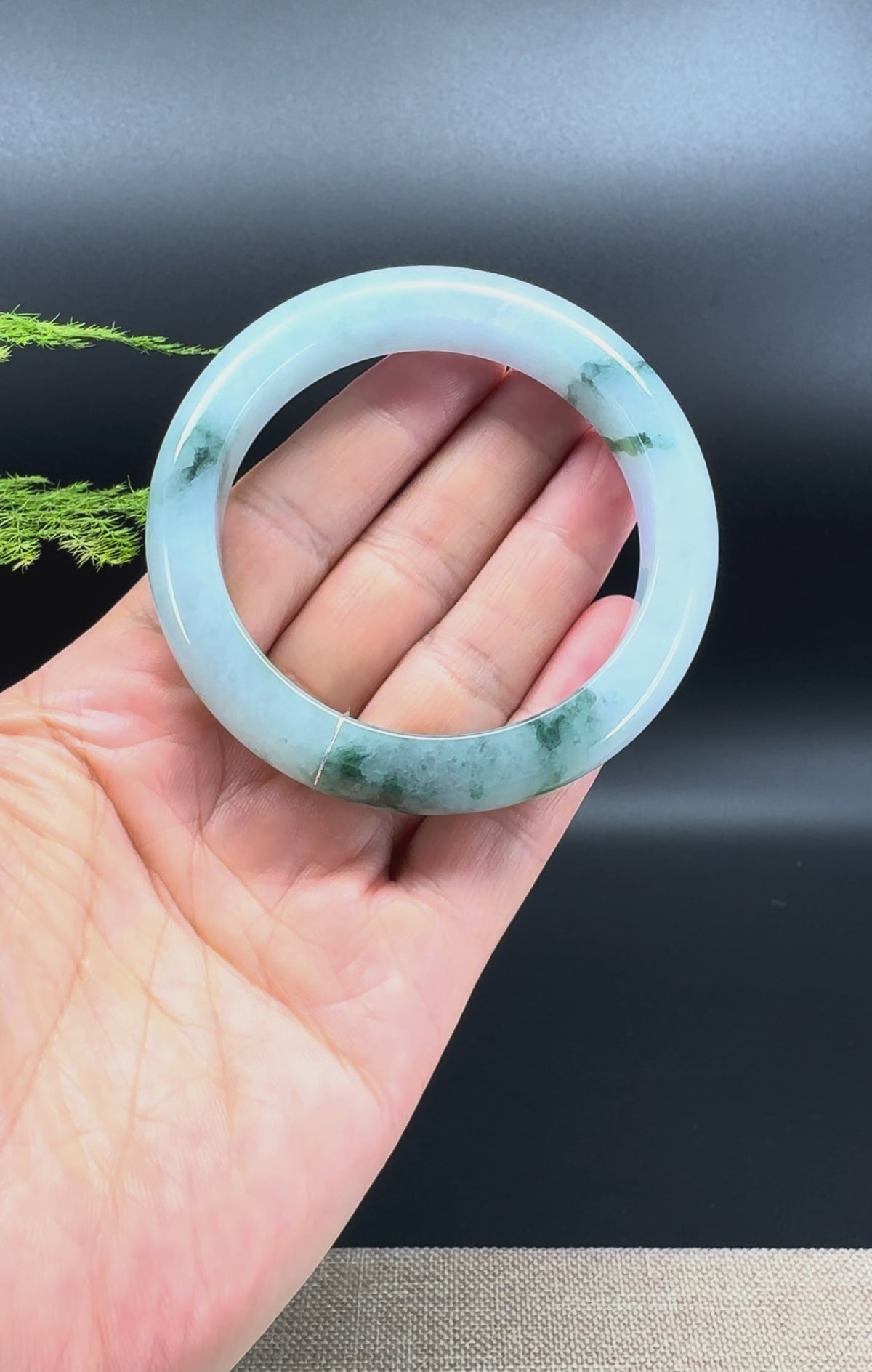 Genuine Burmese Icy Green Jade Jadeite Bangle Bracelet (57mm)