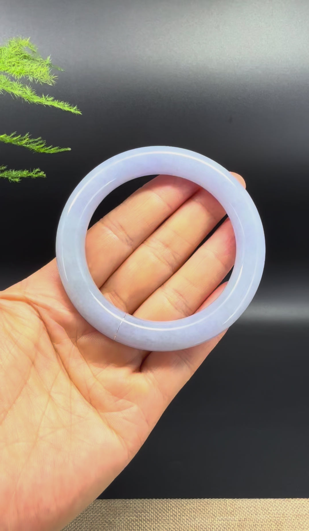 Genuine Burmese Deep Lavender Jadeite Jade Bangle Bracelet (55.9mm)
