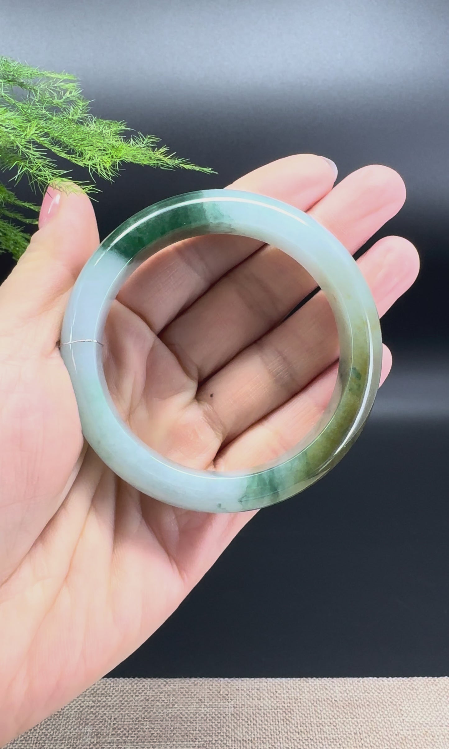 Genuine Burmese Blue Green Jade Jadeite Bangle Bracelet ( 55.1mm )