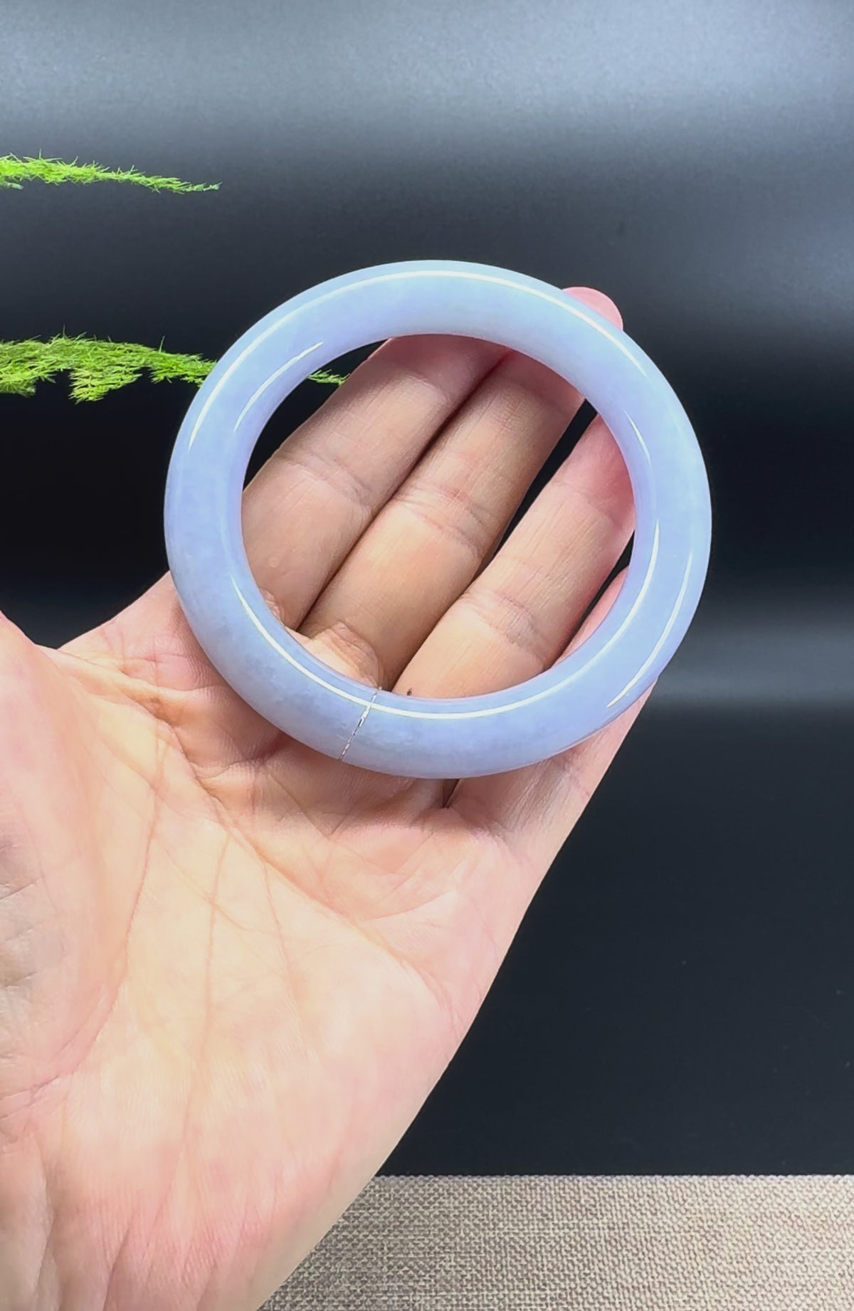 Genuine Burmese Deep Lavender Jadeite Jade Bangle Bracelet (55.9mm)