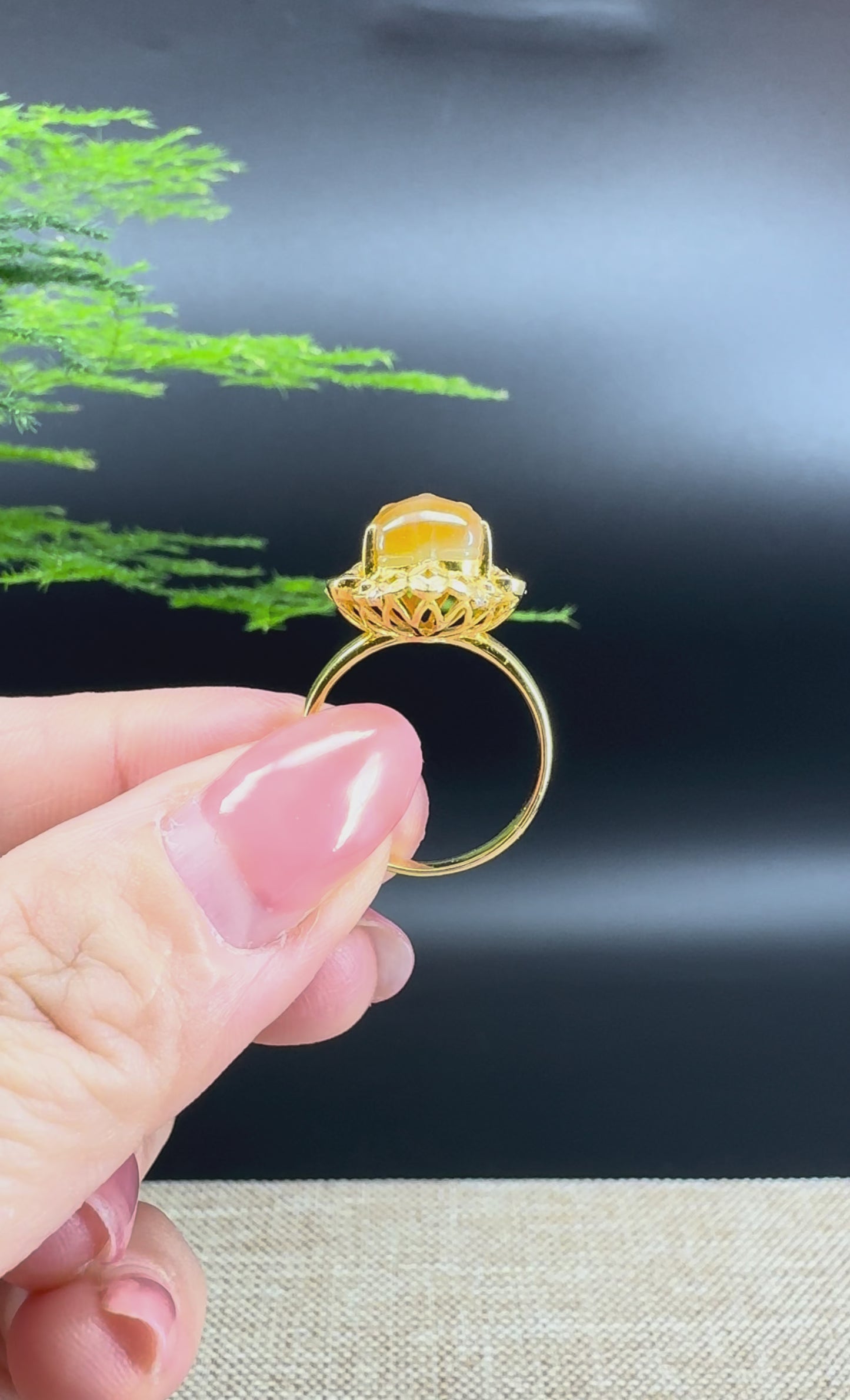 RealJade® "Signature Signet" 18K Yellow Gold Honey Yellow Jadeite Jade PiXiu Ring