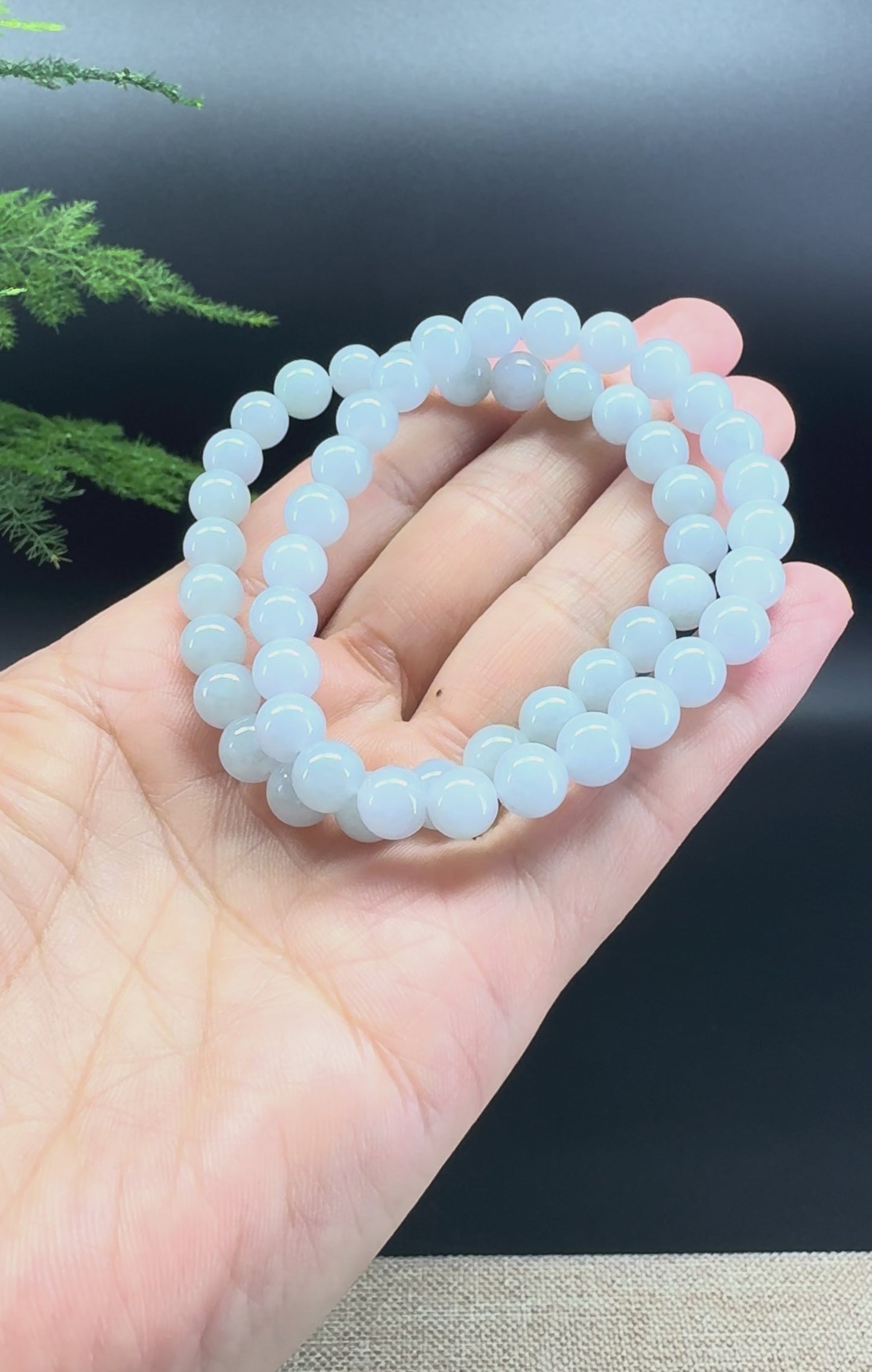 RealJade® Co. Genuine Jadeite Jade Round Lavender Beads Bracelet (7 mm)