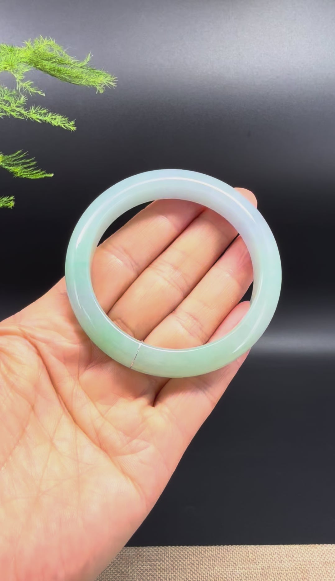 Genuine Burmese Lavender Green Jadeite Jade Bangle Bracelet (54.5mm)