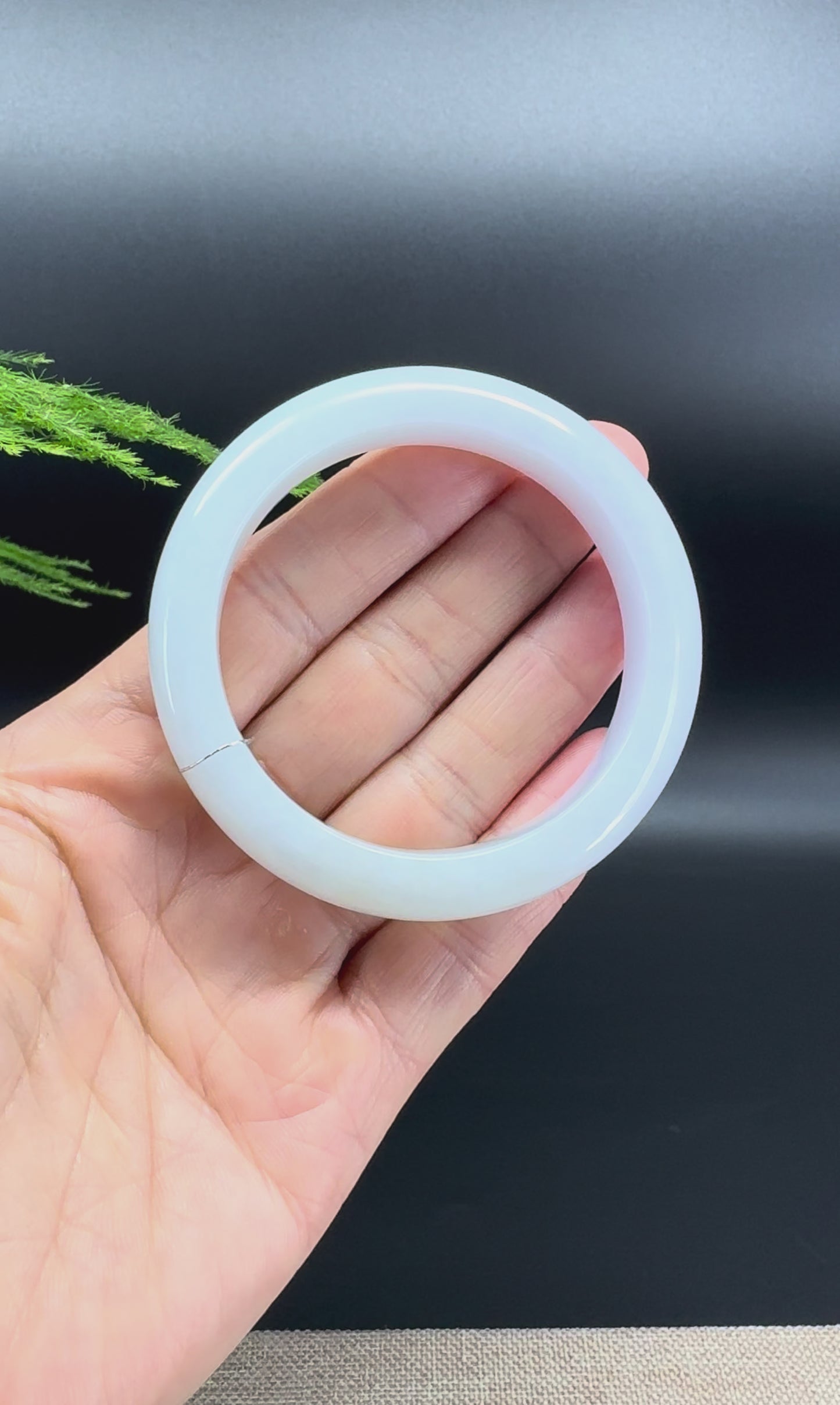 Genuine Burmese Lavender Green Jade Jadeite Bangle Bracelet ( 52.6mm )