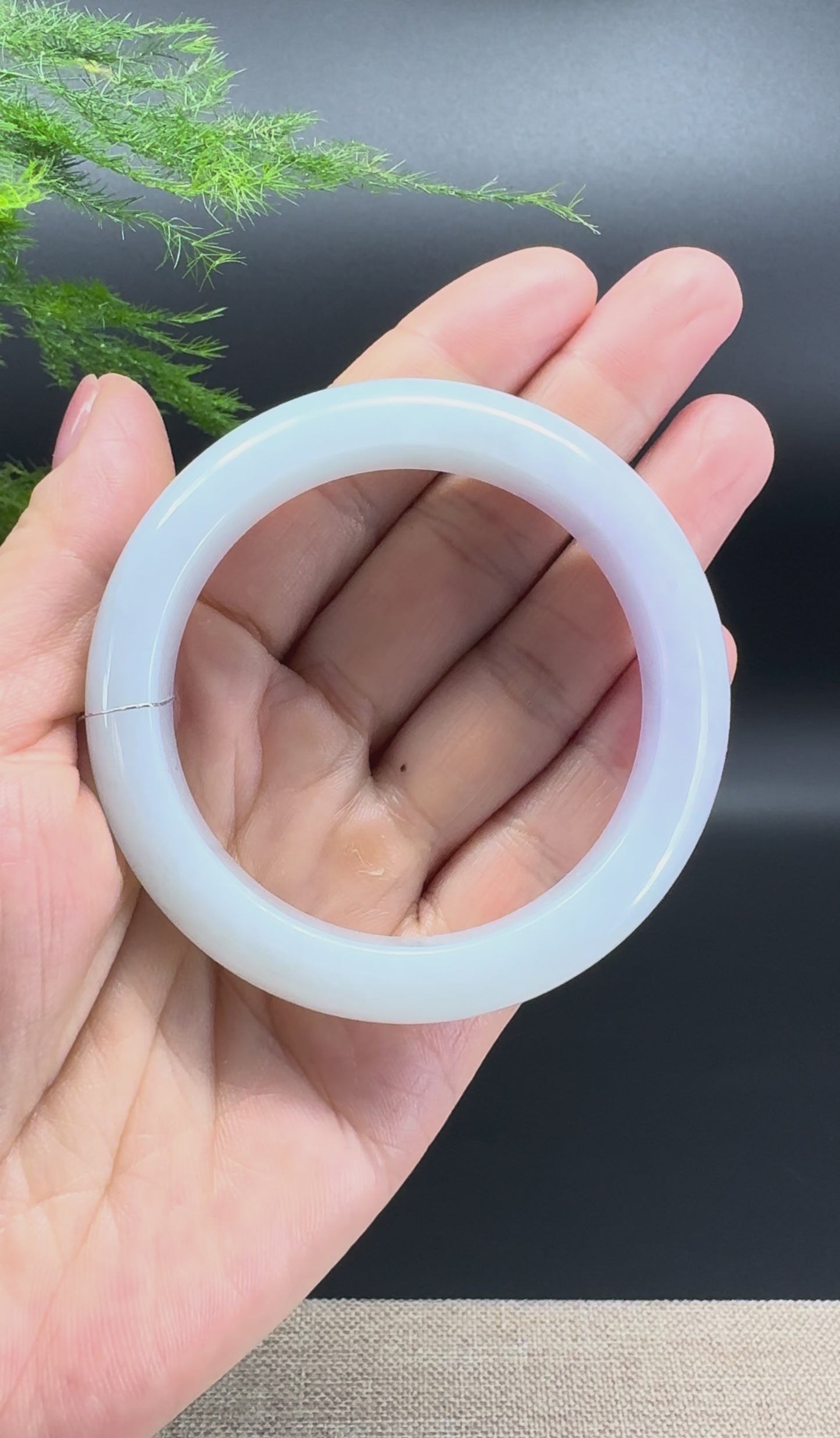 Load and play video in Gallery viewer, Genuine Burmese Lavender Green Jade Jadeite Bangle Bracelet ( 53.4mm )
