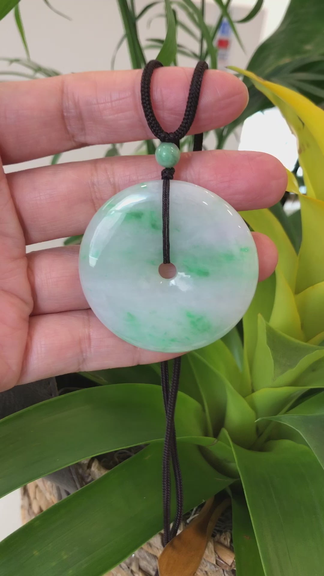 Load and play video in Gallery viewer, RealJadeCo. &amp;quot;Good Luck Button&amp;quot; Jadeite Jade Lucky KouKou Pendant Necklace

