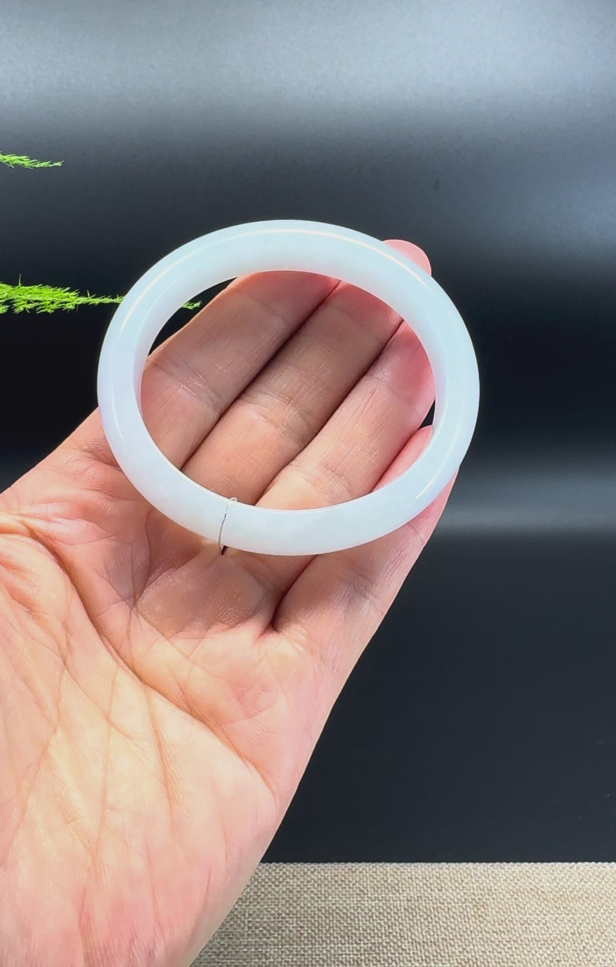 Genuine Burmese Icy Light Green Jadeite Jade "Oval"Bangle Bracelet ( 54.7*48.7mm )