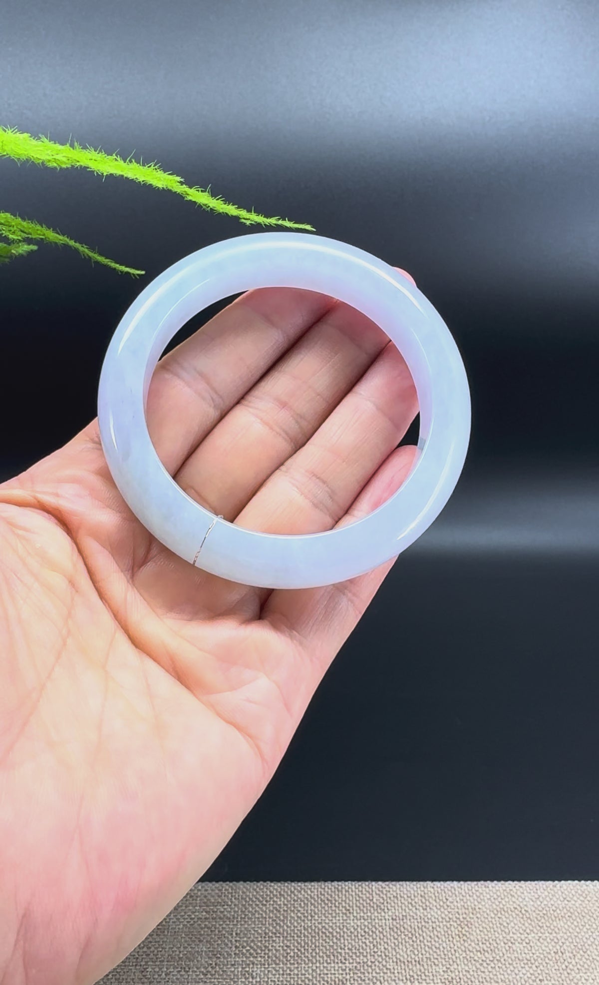 Genuine Burmese Icy Blue Green Jade Jadeite Bangle Bracelet (55.5mm )