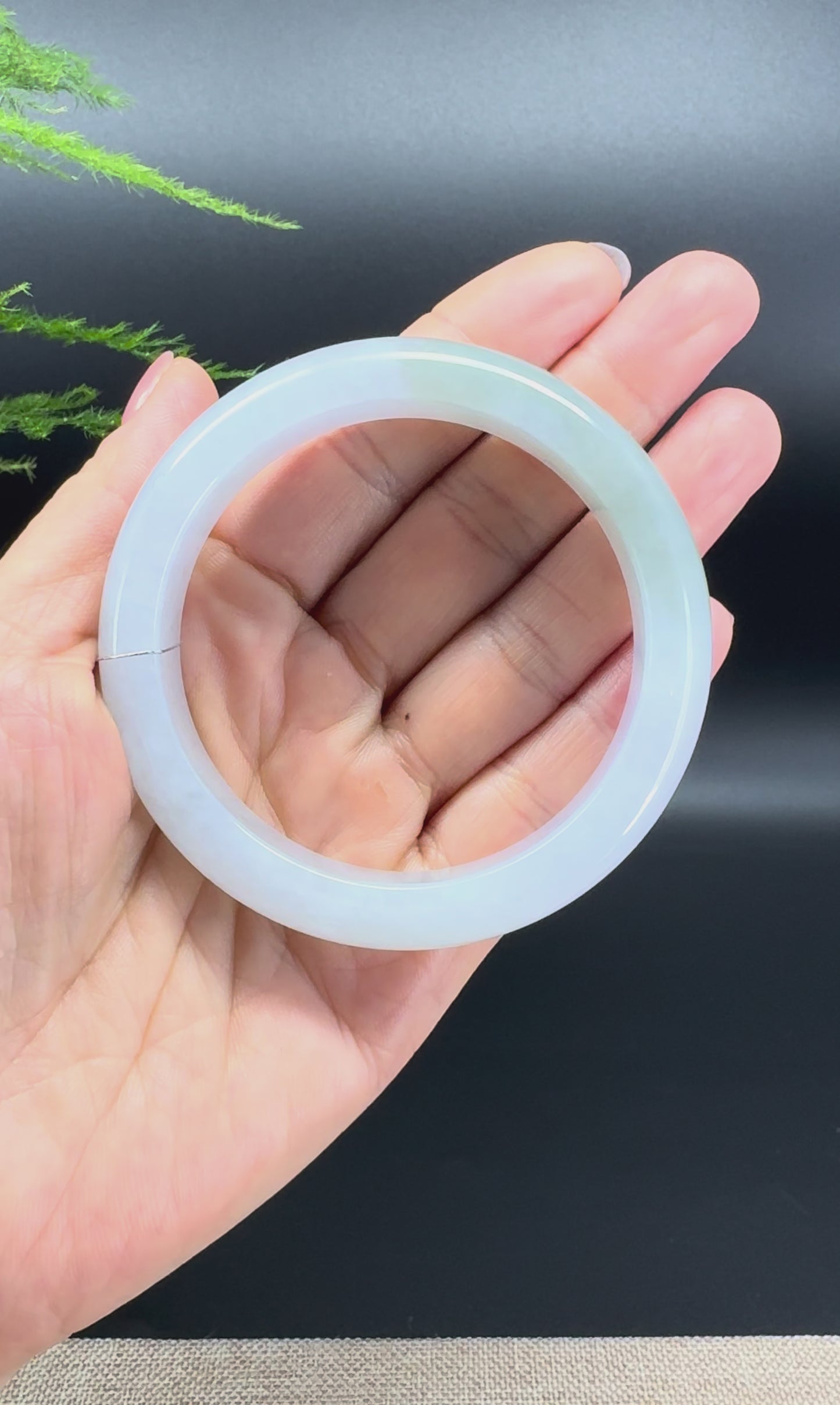 Genuine Burmese Lavender Green Jade Jadeite Bangle Bracelet ( 57.3mm )