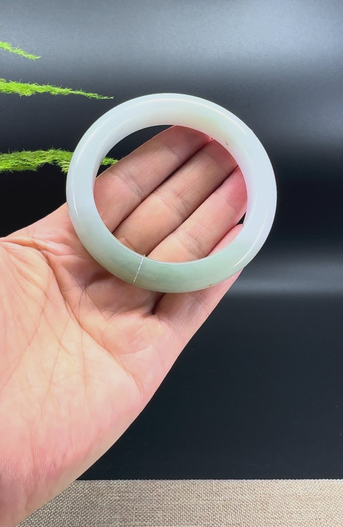 Genuine Burmese Light Matcha Green Jade Jadeite Bangle Bracelet (56.8mm)