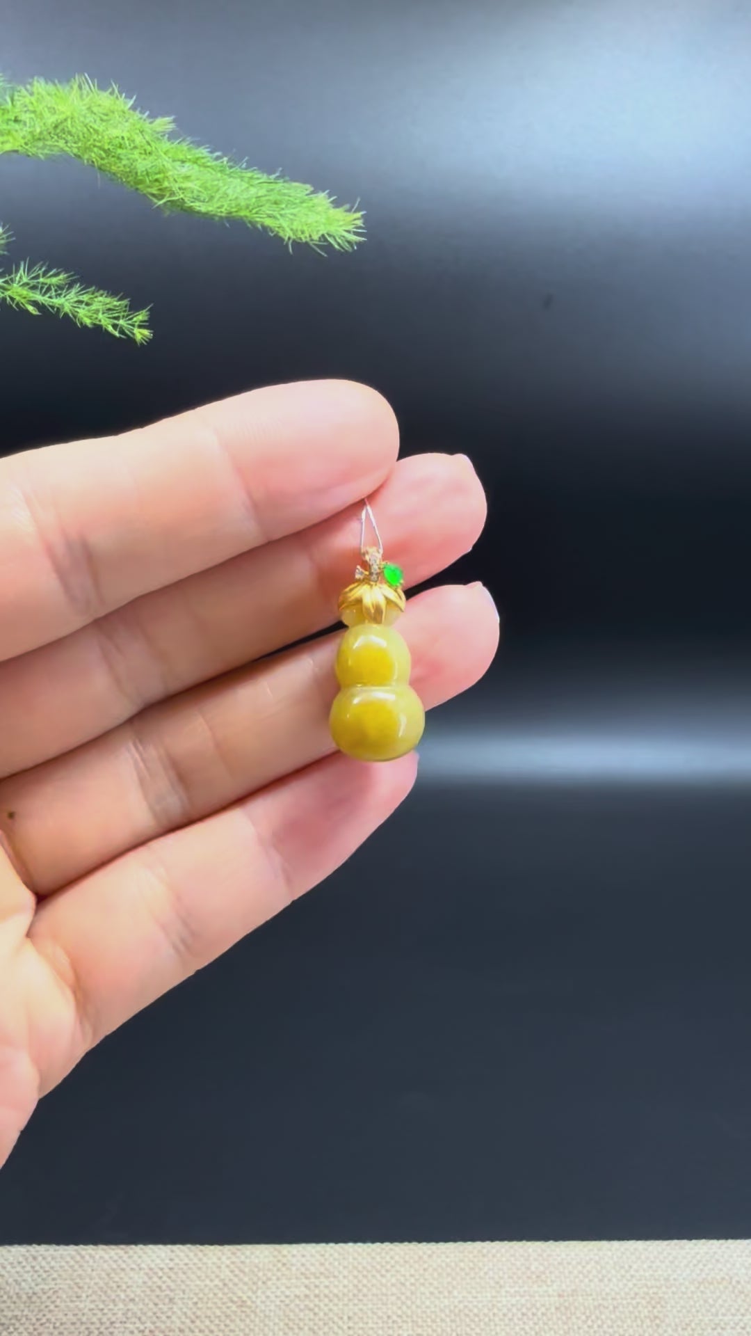 RealJade® Co. Genuine Honey Yellow Jadeite Jade Mini Hulu (Bottle Gourd) Necklace