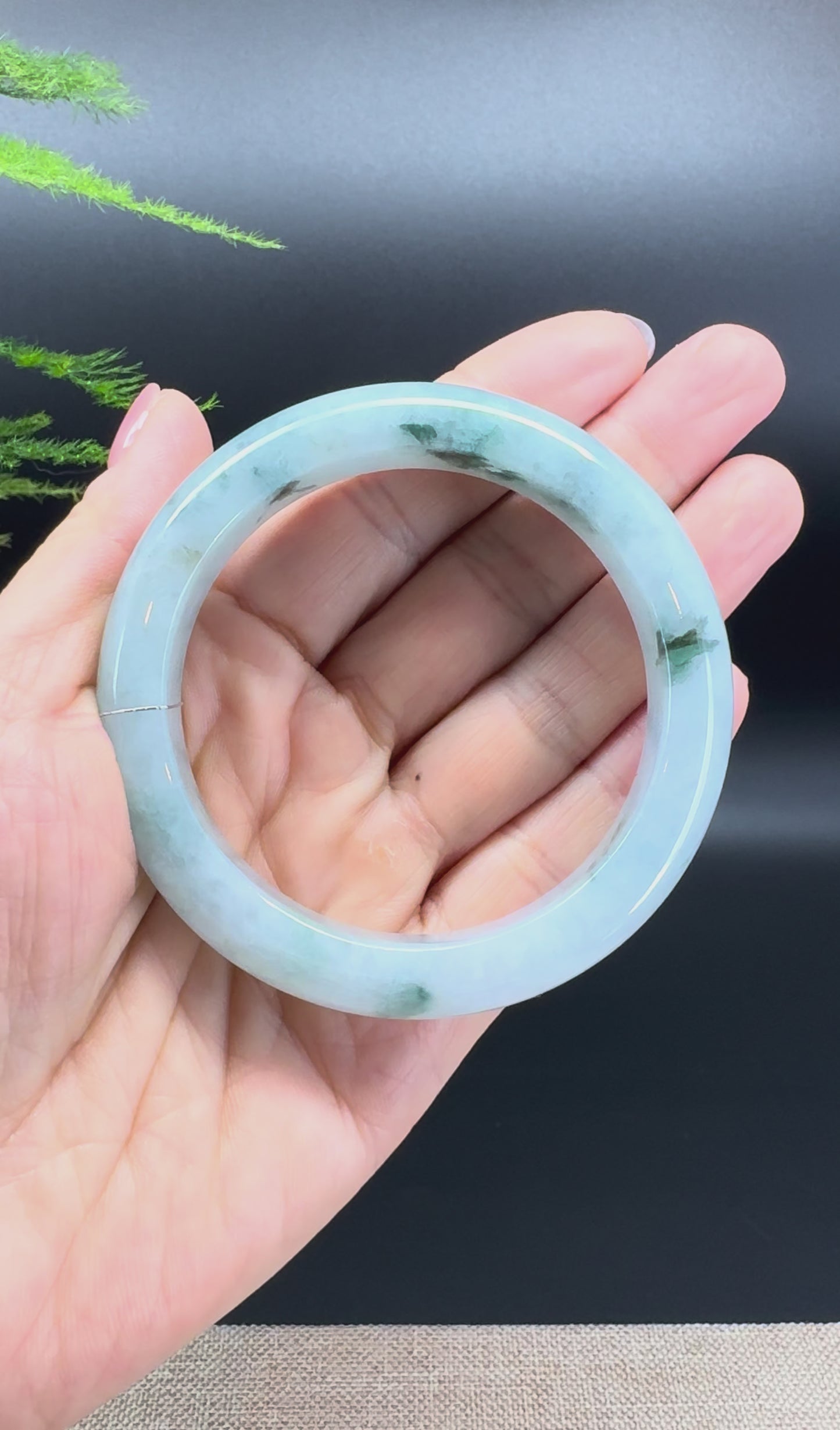 Genuine Burmese Blue Green Jade Jadeite Bangle Bracelet ( 56.3mm )