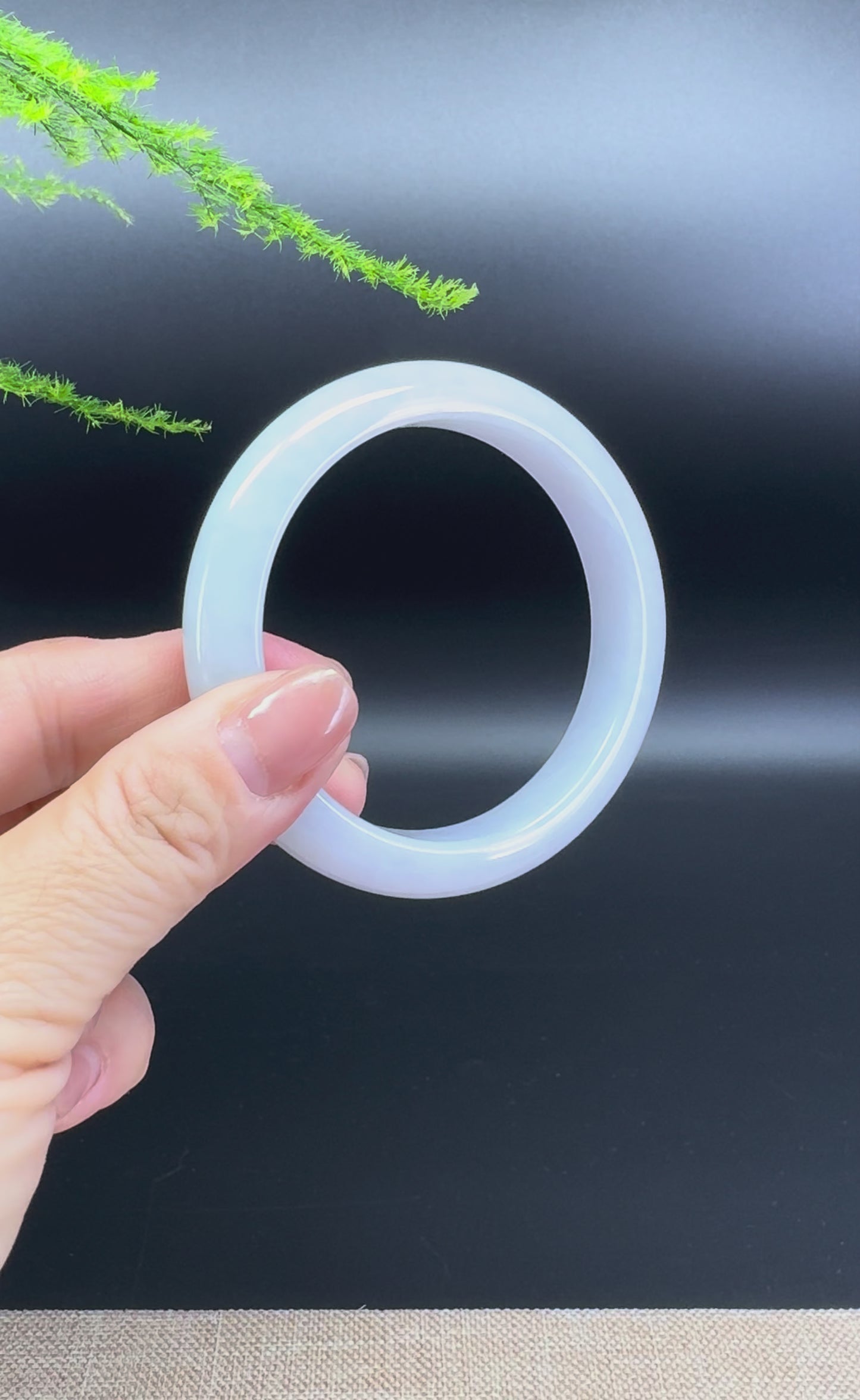 Genuine Burmese Lavender Green Jade Jadeite Bangle Bracelet ( 56.7mm )