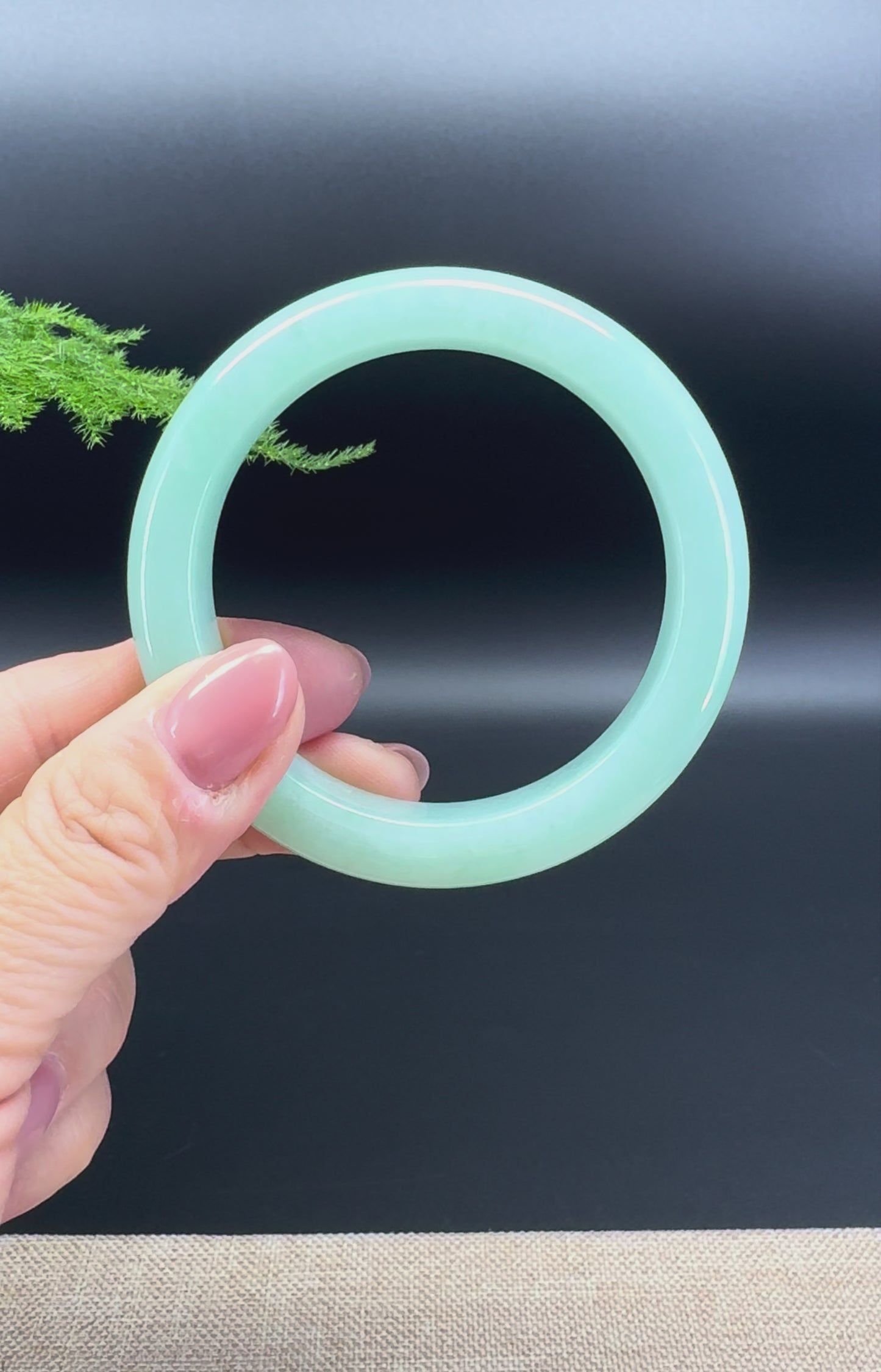 Load and play video in Gallery viewer, Genuine Burmese Icy Green Jade Jadeite Bangle Bracelet (55.3mm)
