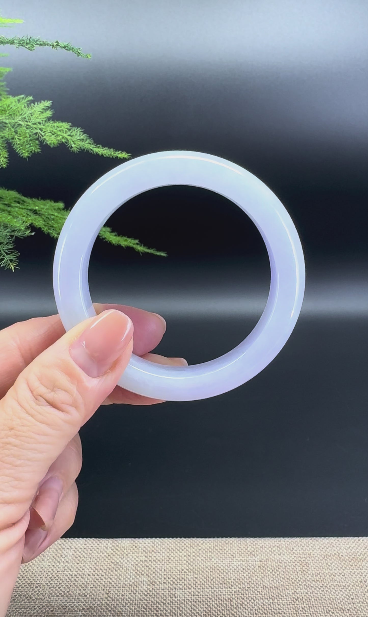 Load and play video in Gallery viewer, Genuine Burmese Lavender Jade Jadeite Bangle Bracelet (51.5mm)
