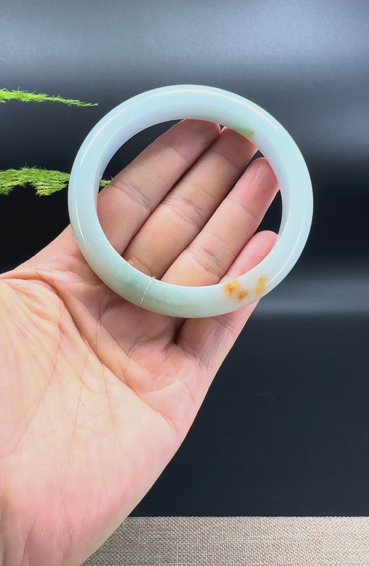 Genuine Burmese Light Green Jadeite Bangle Bracelet (61.6mm)